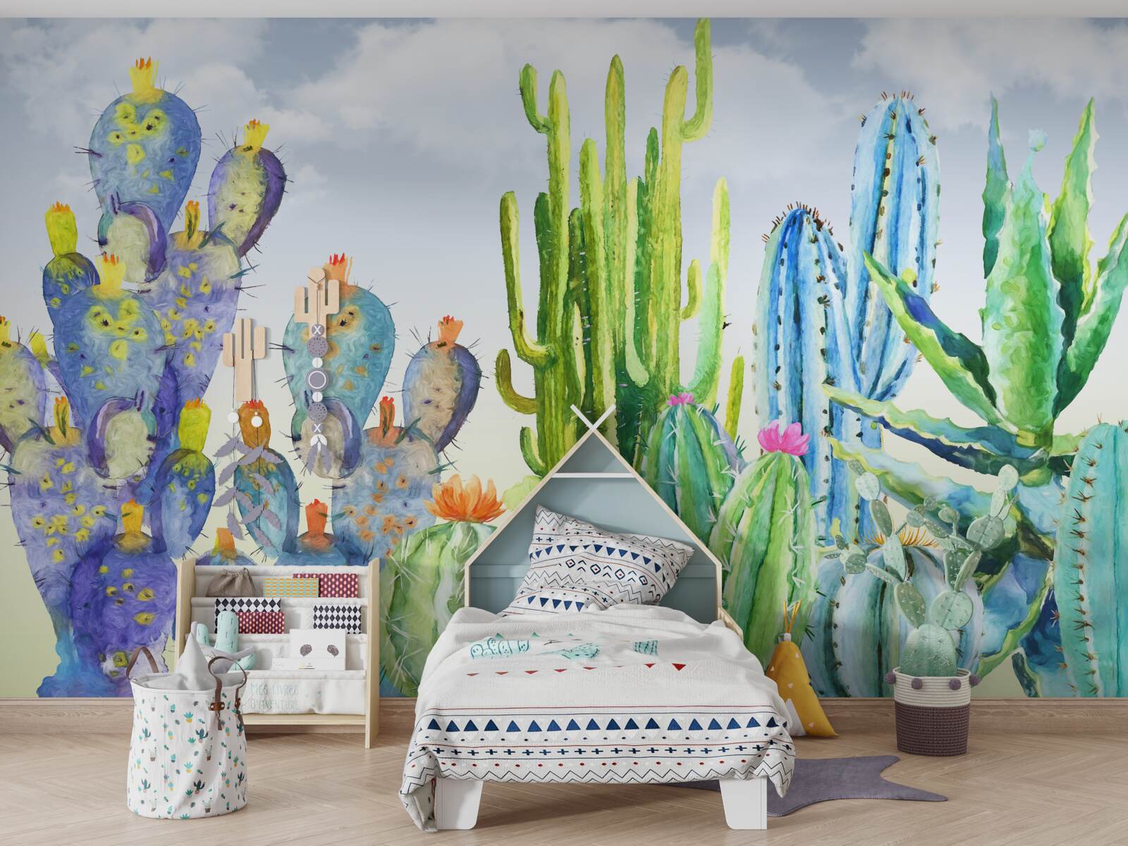 Fototapeta duże kaktusy w różnych kolorach