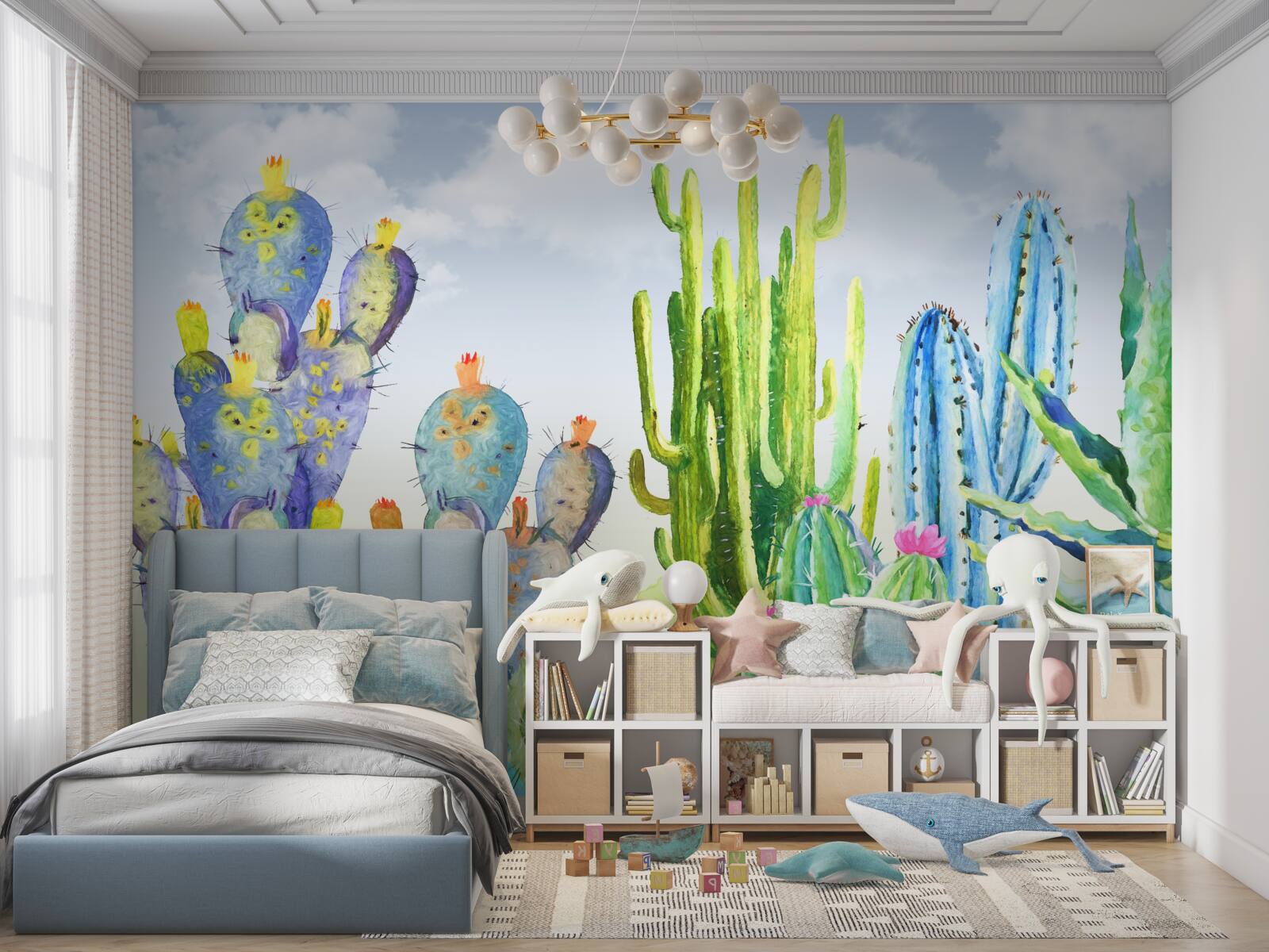 Fototapeta duże kaktusy w różnych kolorach