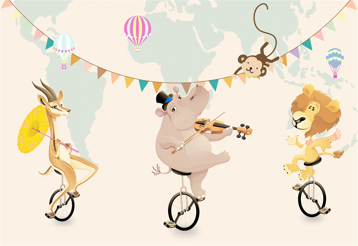 Fototapeta zwierzęta podróżują na monocyklach