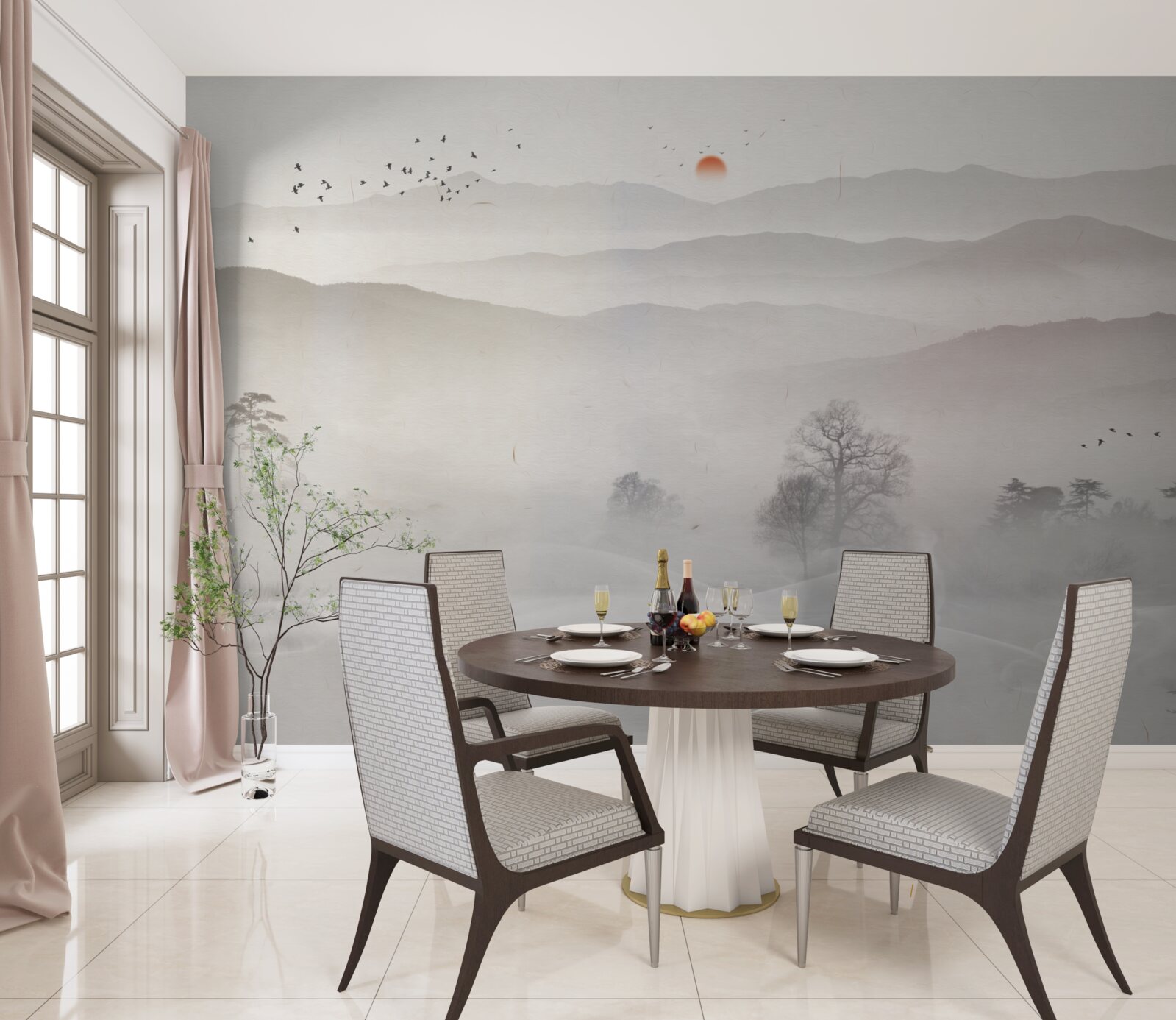 Fototapeta poranny świt i samotny mężczyzna w łodzi