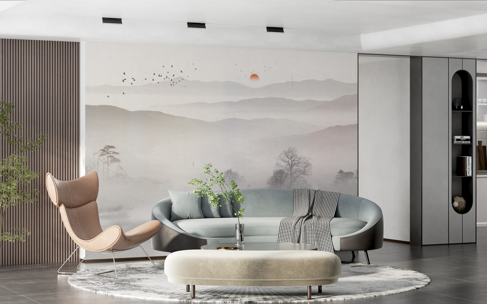 Fototapeta poranny świt i samotny mężczyzna w łodzi