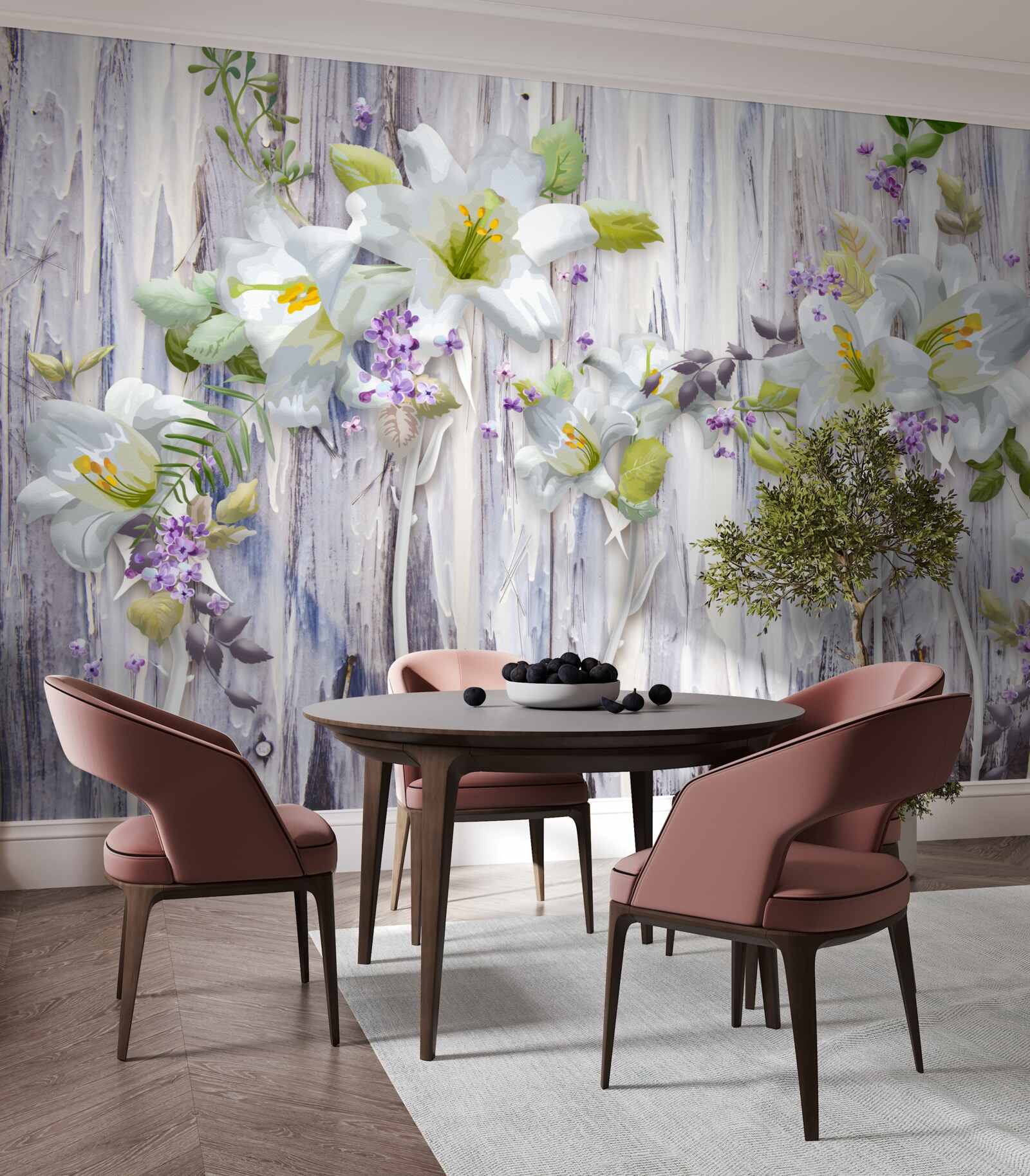 Fototapeta białe lilie wyróżniają się na tle wszelkiego rodzaju kwiatów