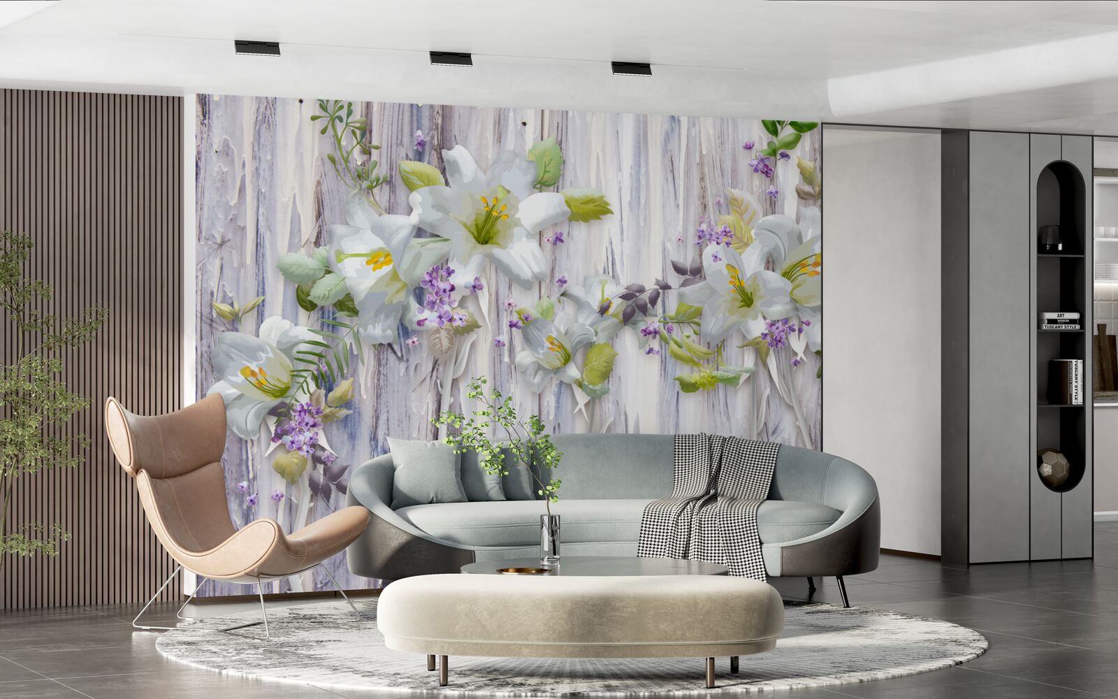 Fototapeta białe lilie wyróżniają się na tle wszelkiego rodzaju kwiatów