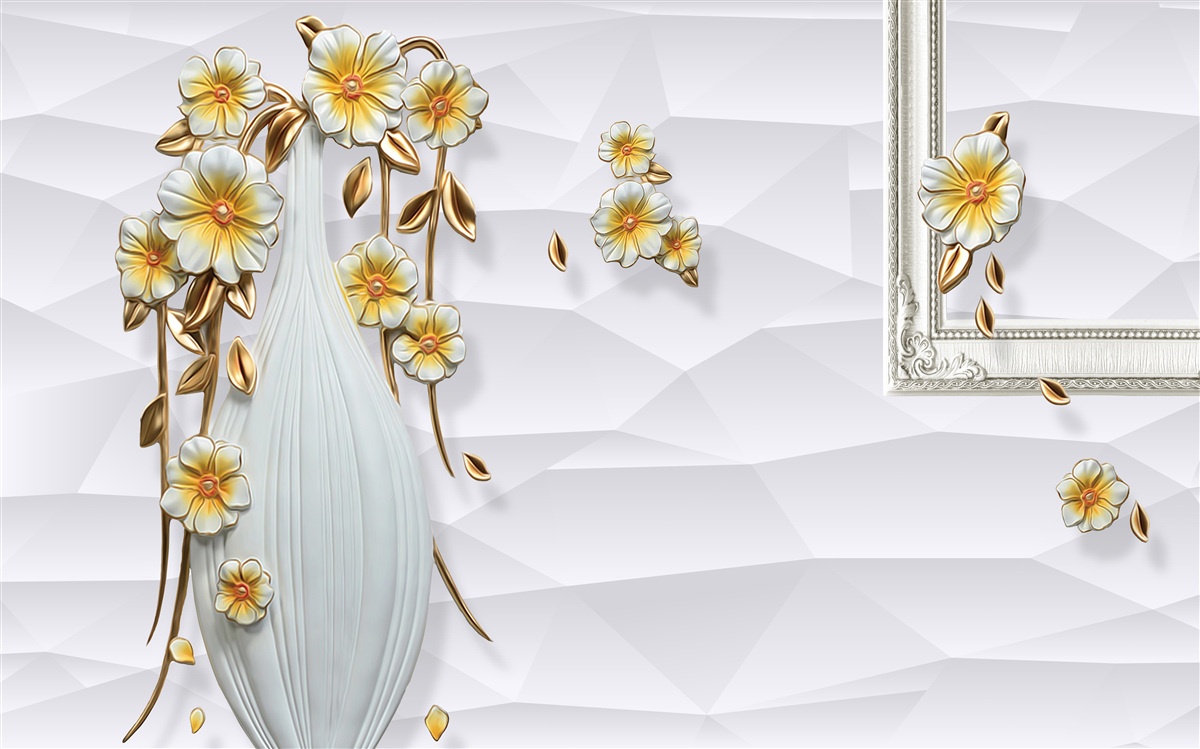 Fototapeta wysoki, jasny wazon z kwiatami