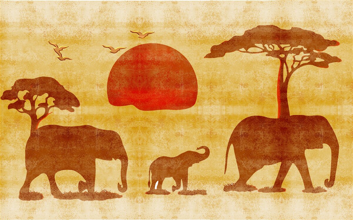 Fototapeta rodzina słoni z afryki