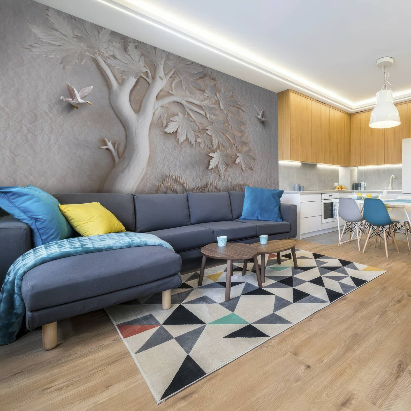 Fototapeta trójwymiarowe drzewo i ptaki