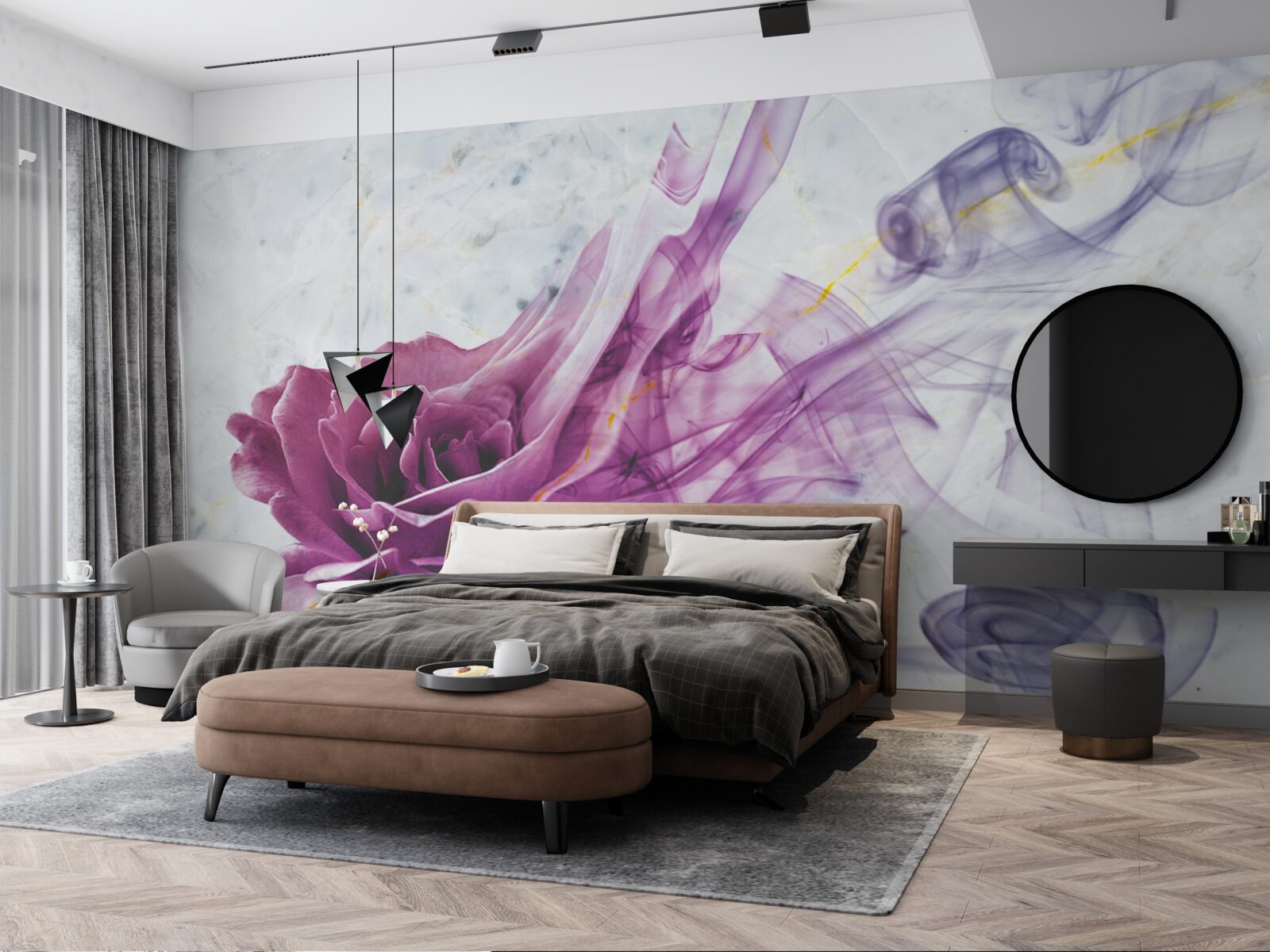 Fototapeta mgła z fioletowego kwiatu