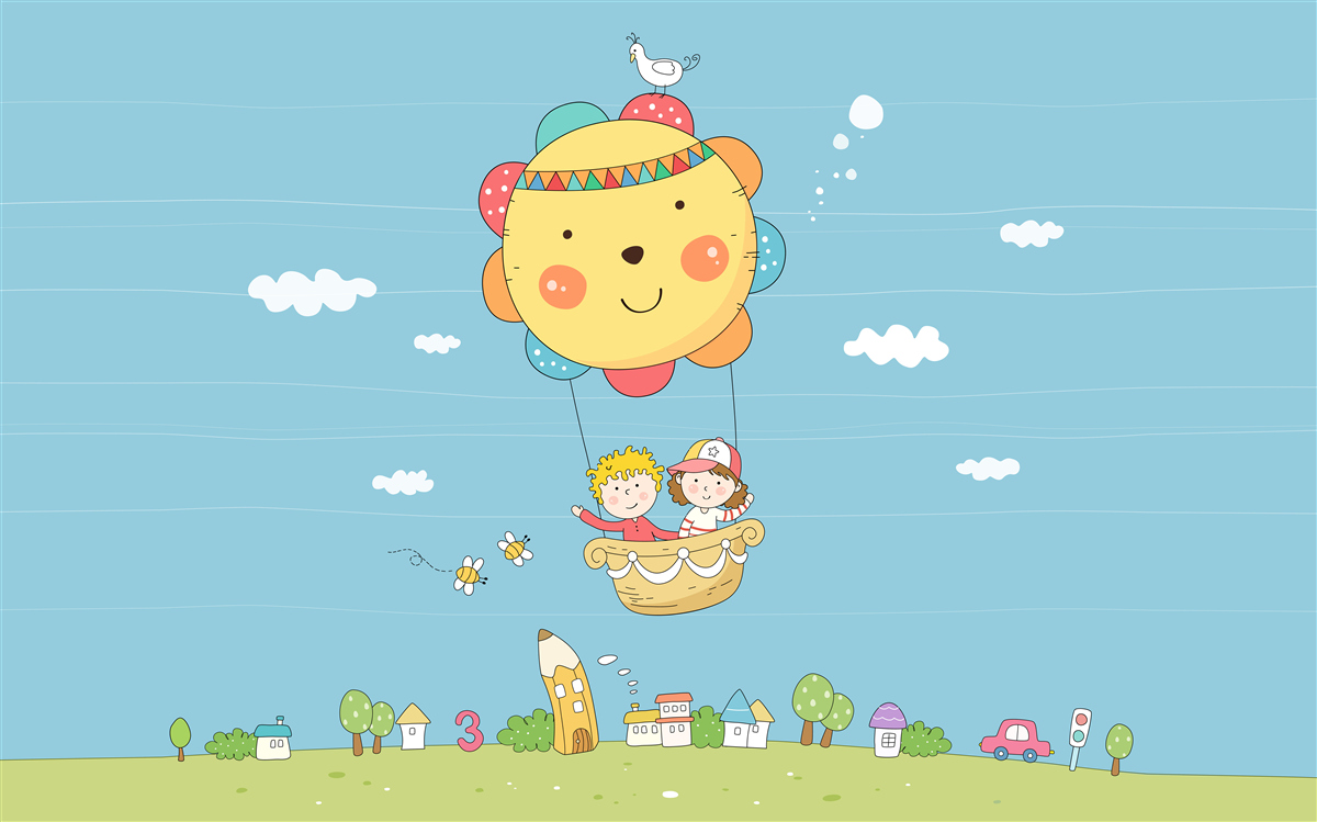 Fototapeta dzieci latają balonem na ogrzane powietrze