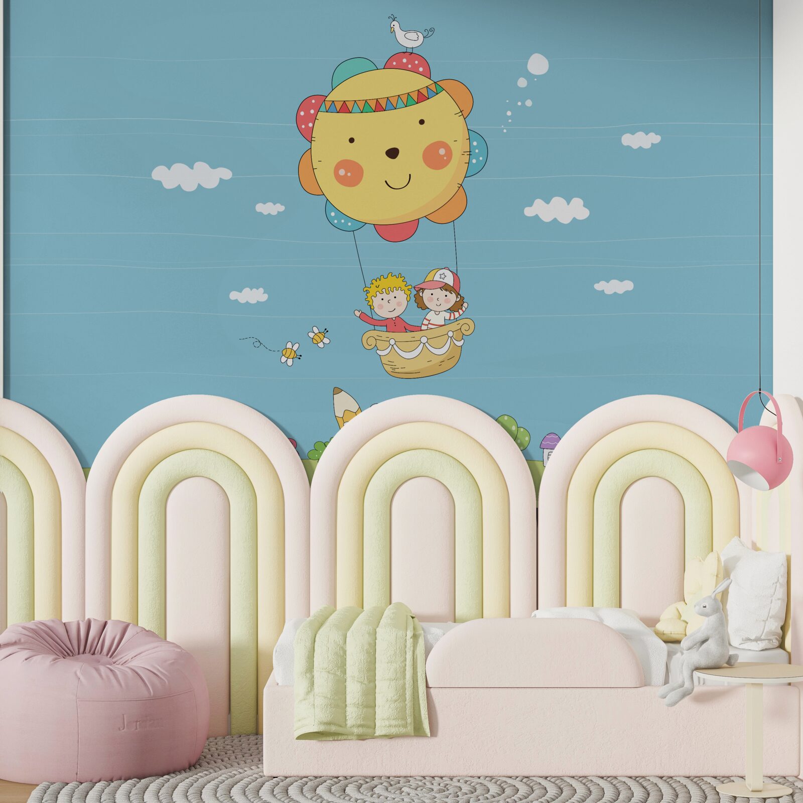 Fototapeta dzieci latają balonem na ogrzane powietrze