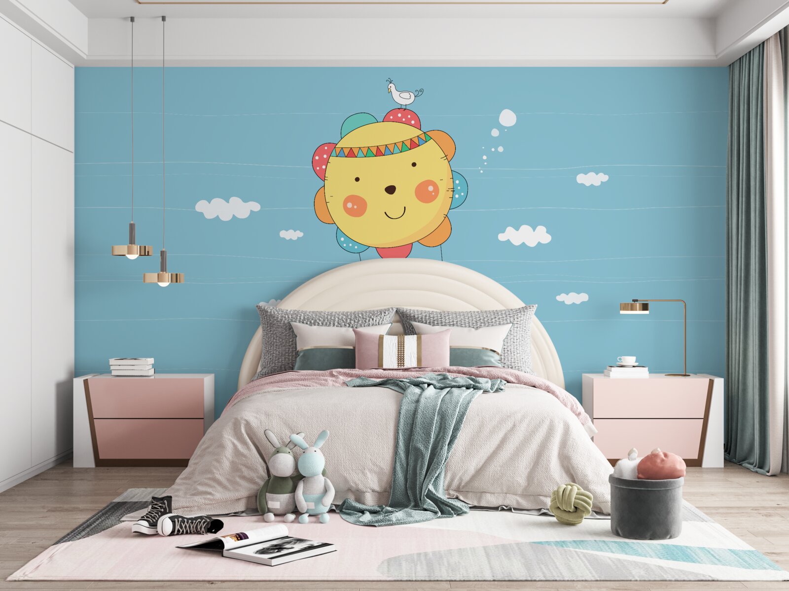 Fototapeta dzieci latają balonem na ogrzane powietrze