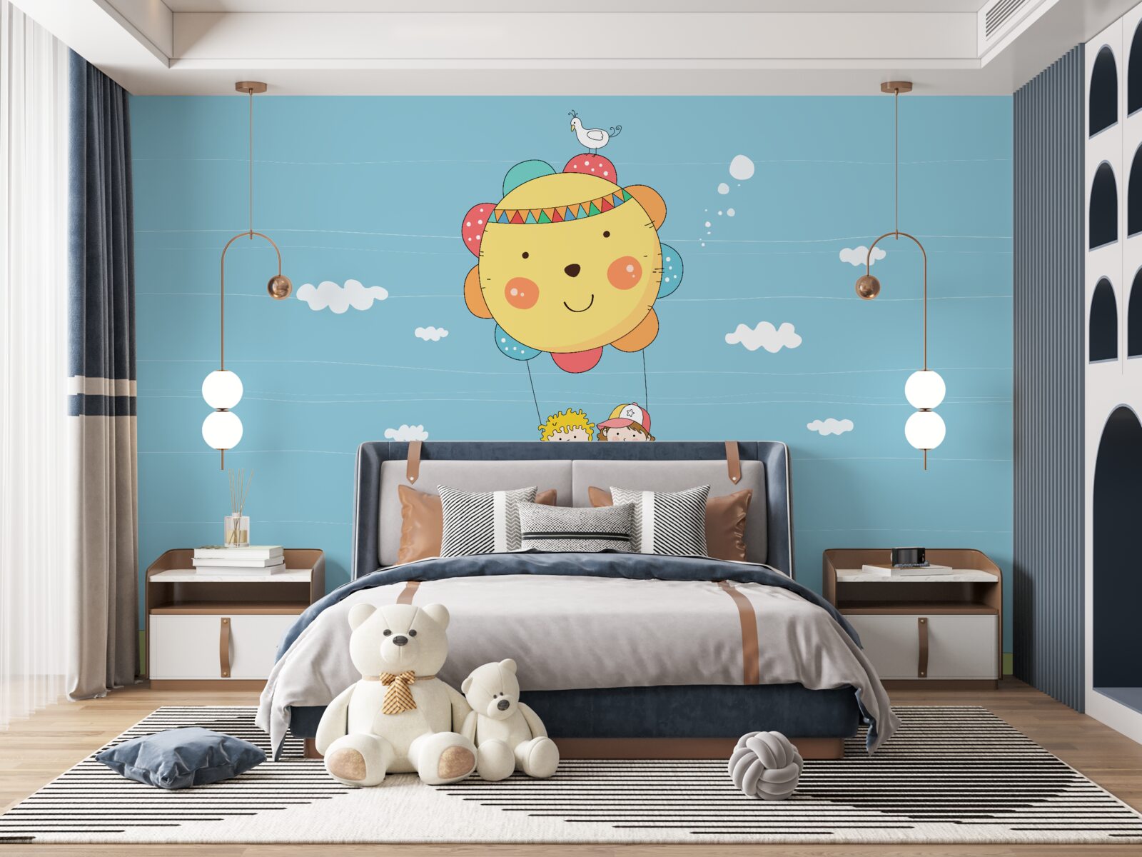 Fototapeta dzieci latają balonem na ogrzane powietrze