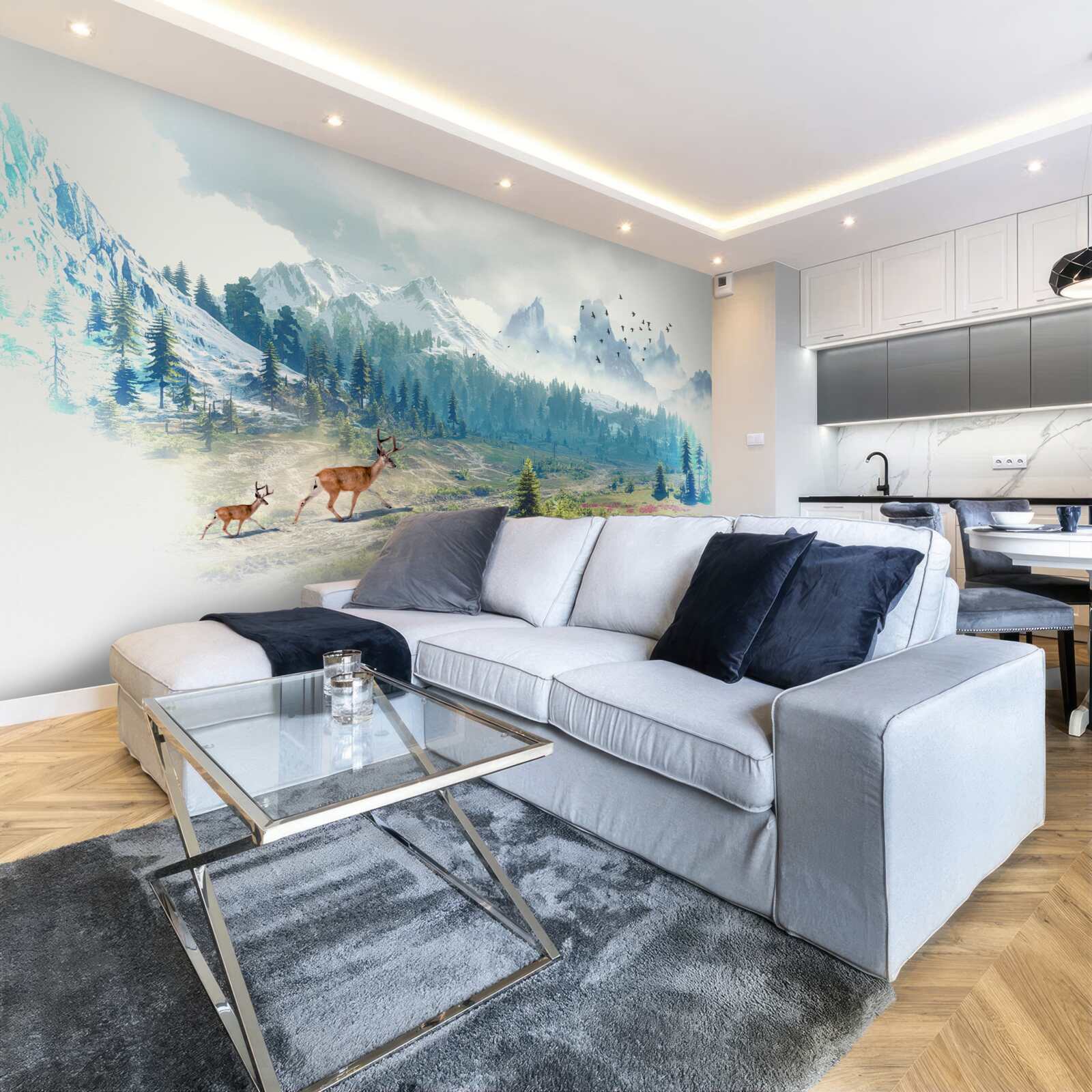 Fototapeta jelenie wędrują po górach