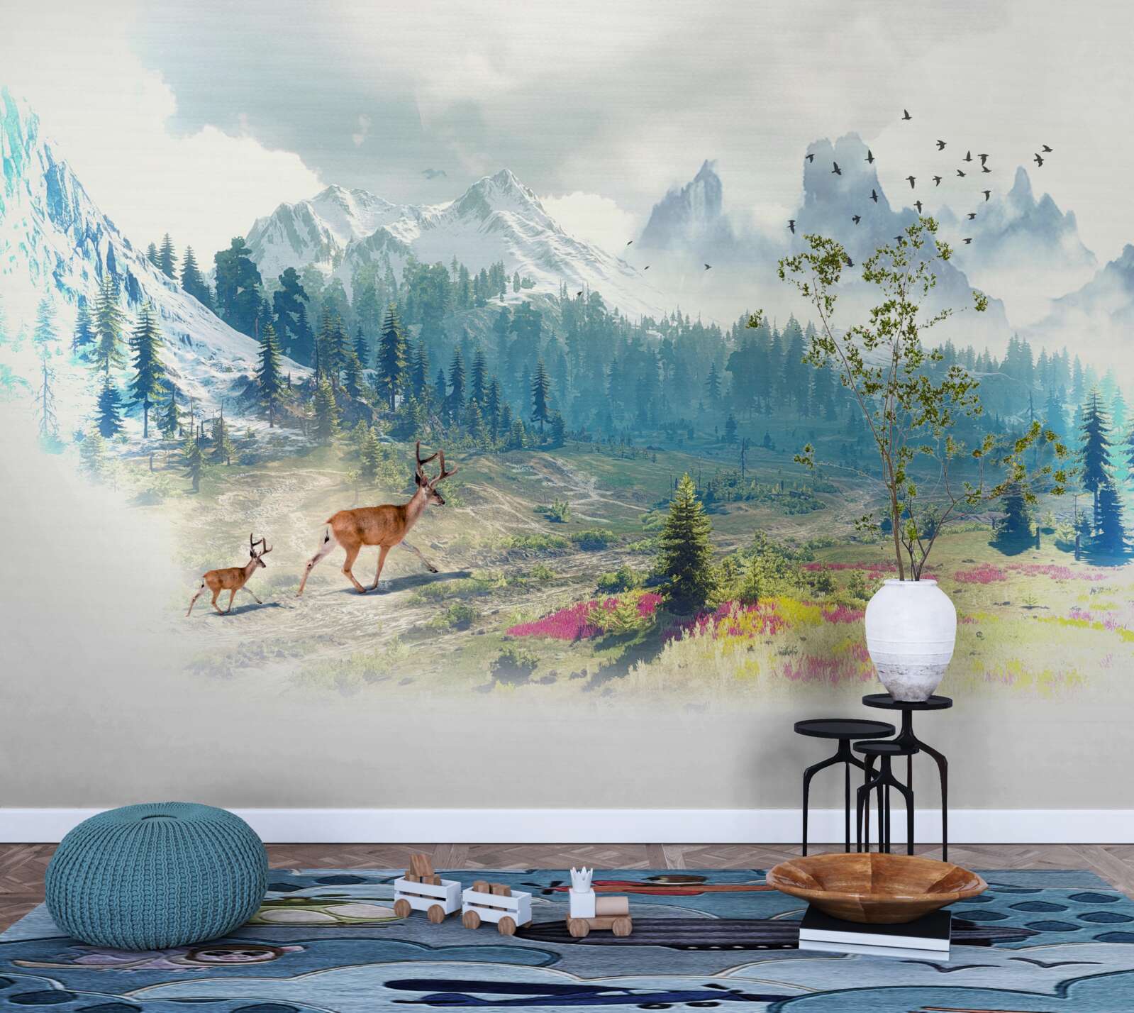 Fototapeta jelenie wędrują po górach