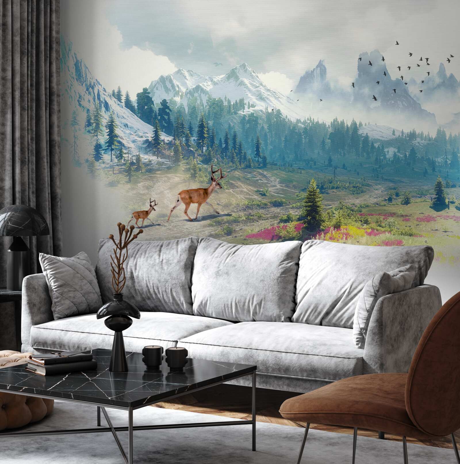 Fototapeta jelenie wędrują po górach