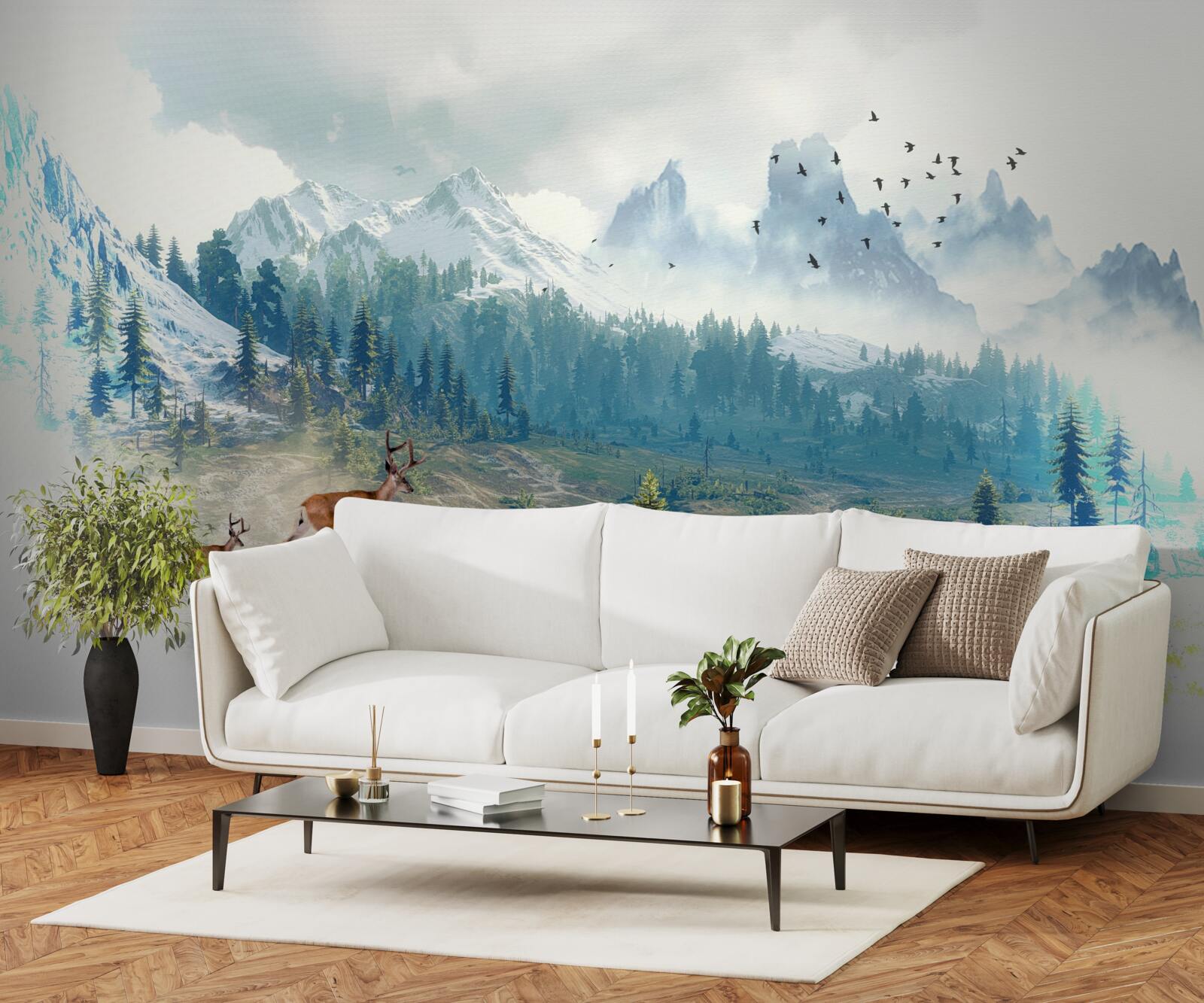 Fototapeta jelenie wędrują po górach