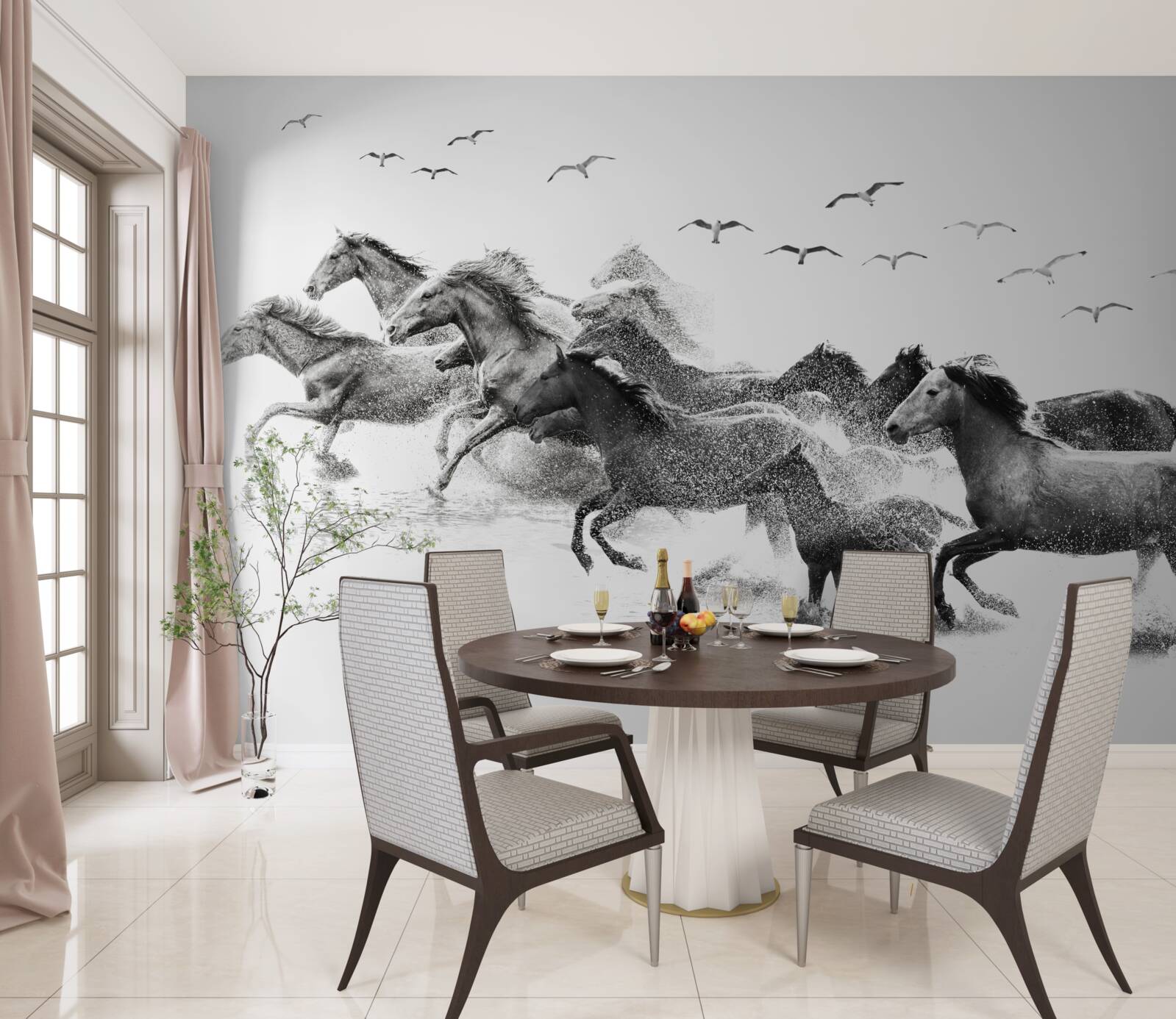 Fototapeta wiele galopujących koni