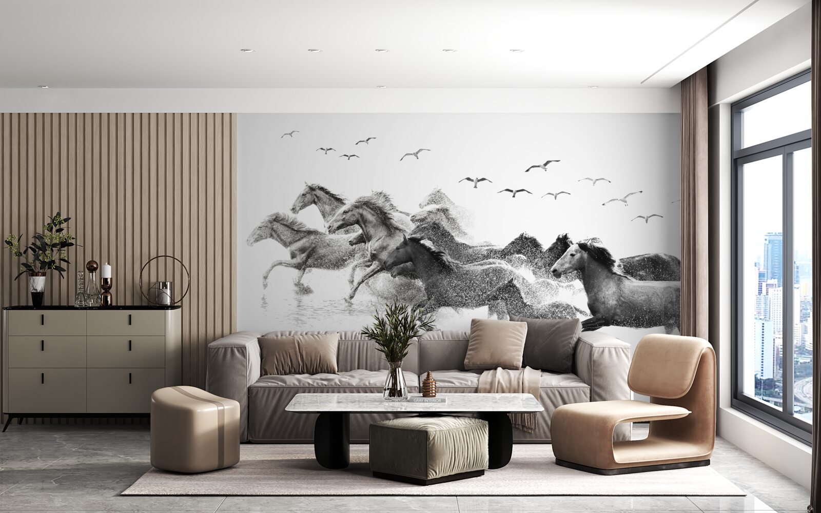 Fototapeta wiele galopujących koni