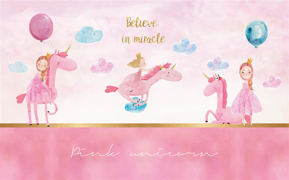 Fototapeta księżniczki na różowych jednorożcach