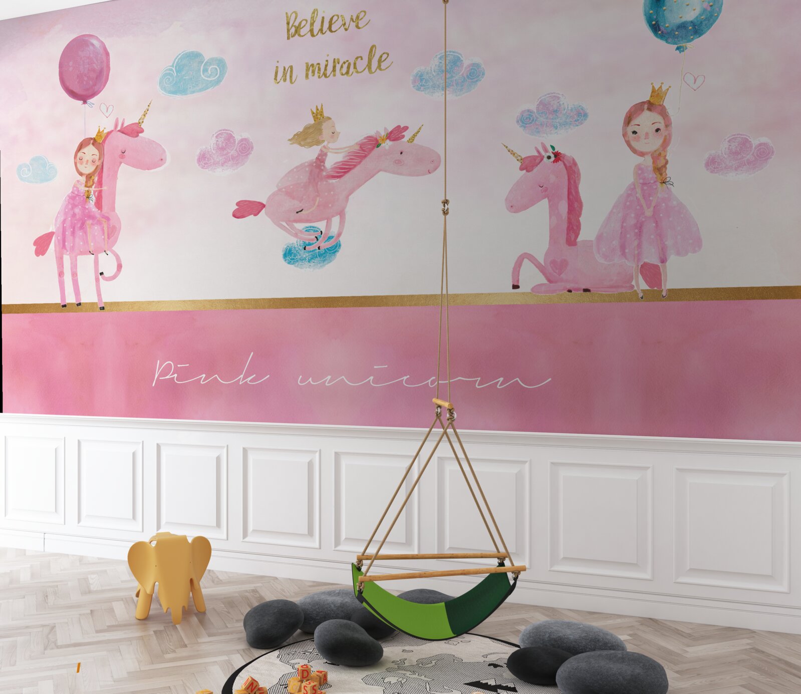 Fototapeta księżniczki na różowych jednorożcach