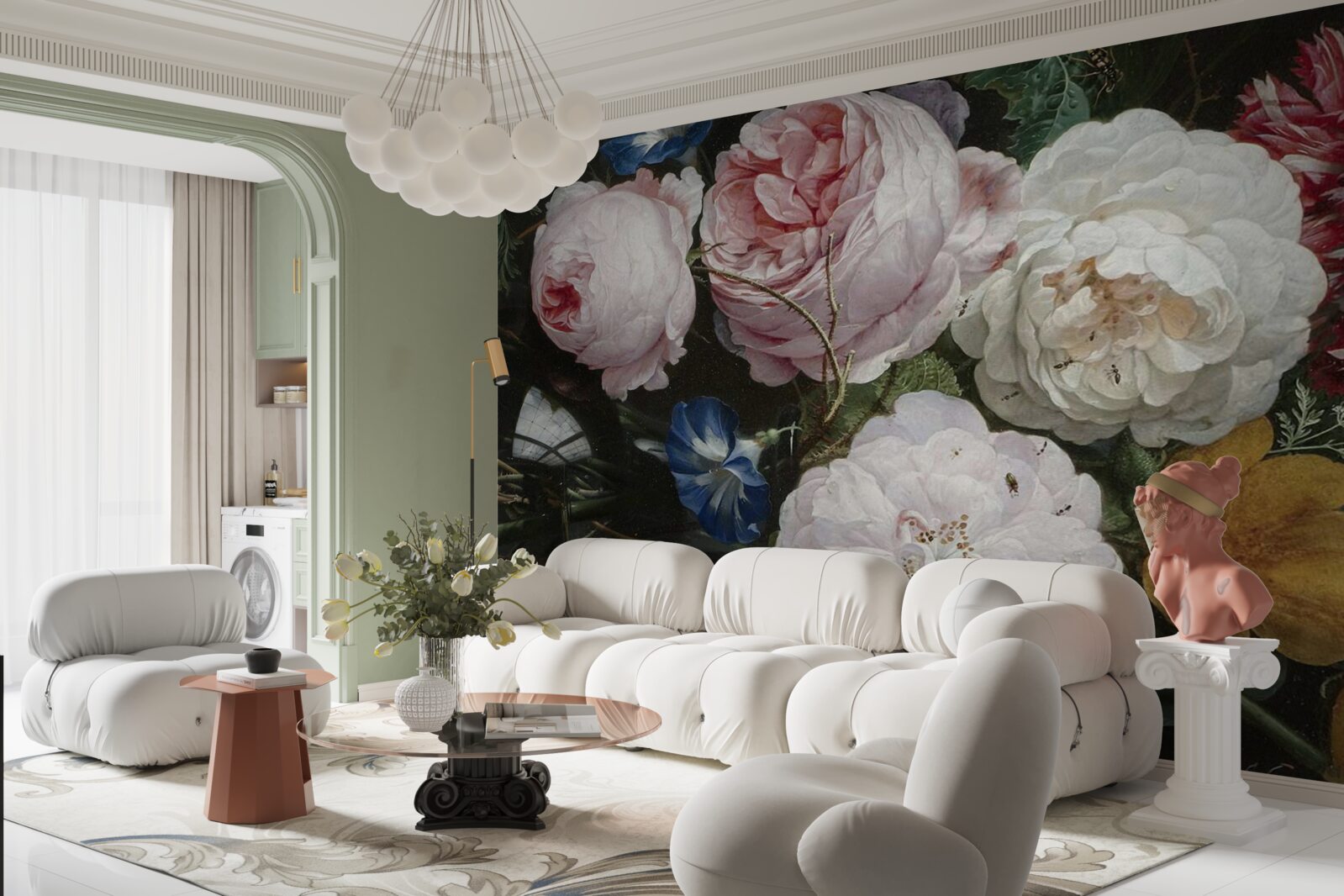 Fototapeta duże pastelowe kwiaty