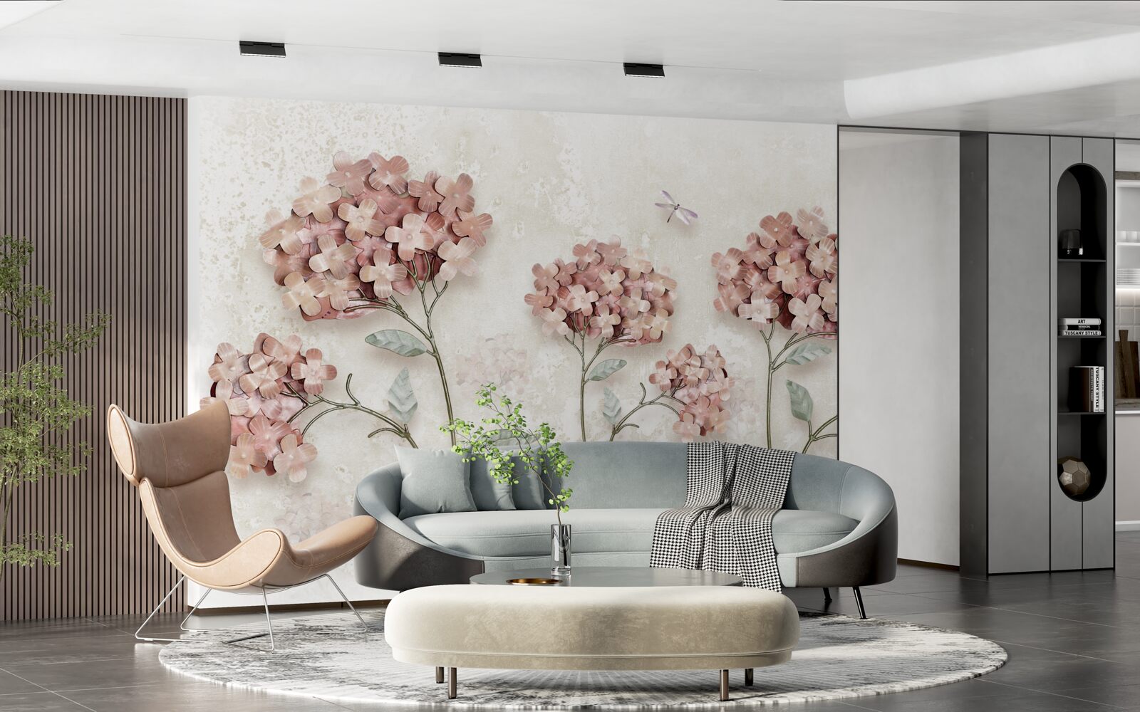 Fototapeta ważki fruwają w pobliżu różowych kwiatów