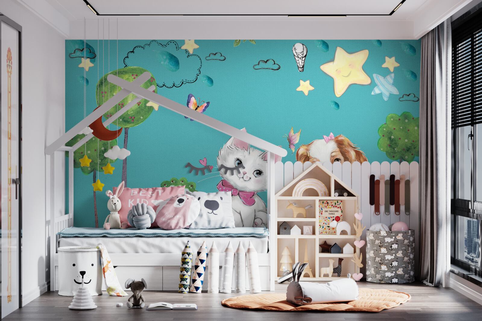 Fototapeta kot i pies wśród drzew