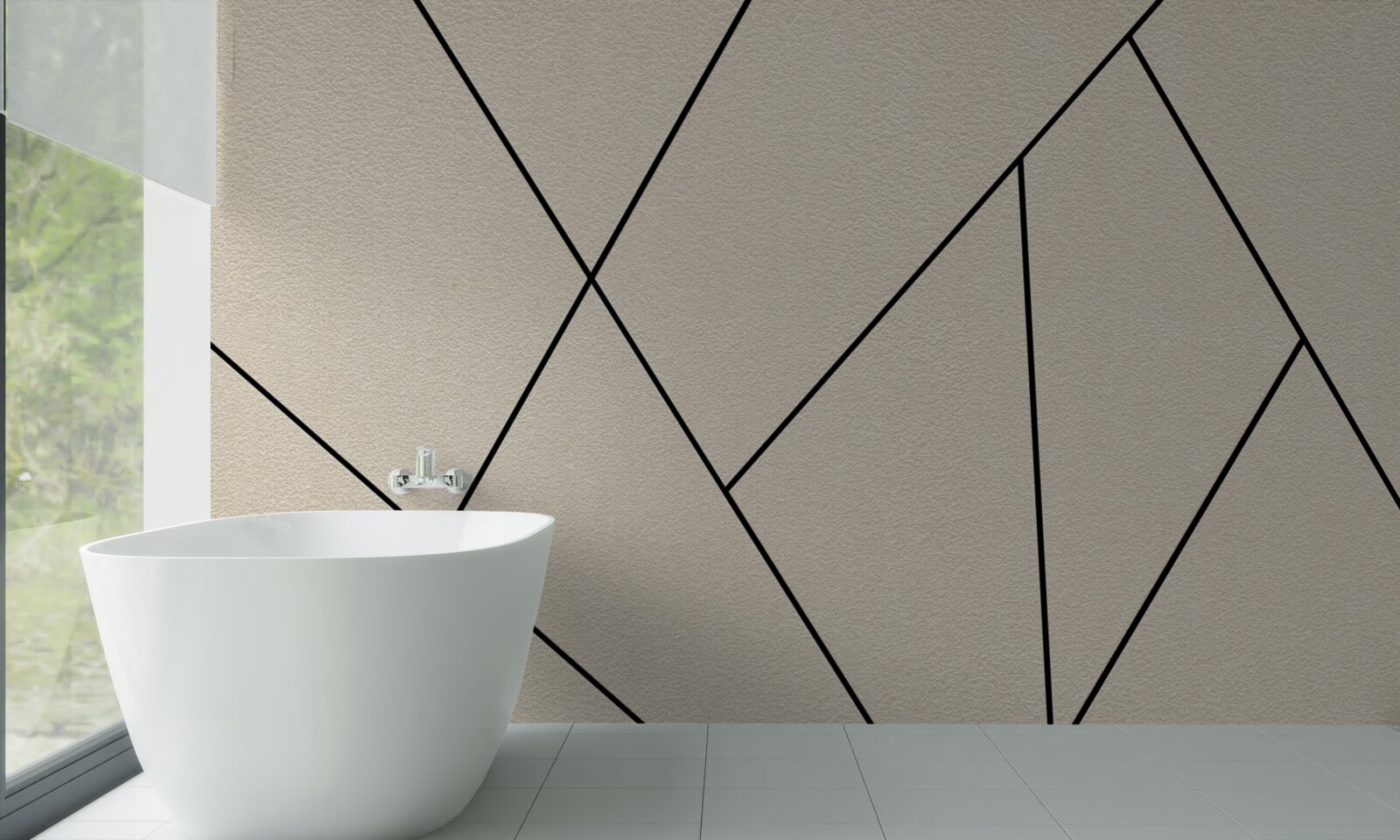 Fototapeta jasna ściana z gładkimi czarnymi liniami