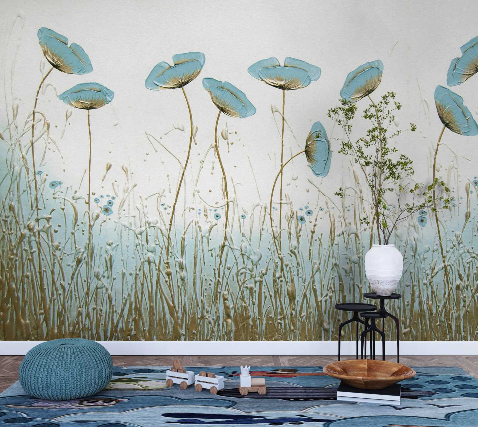 Fototapeta niebieskie kwiaty na wdzięcznych łodygach