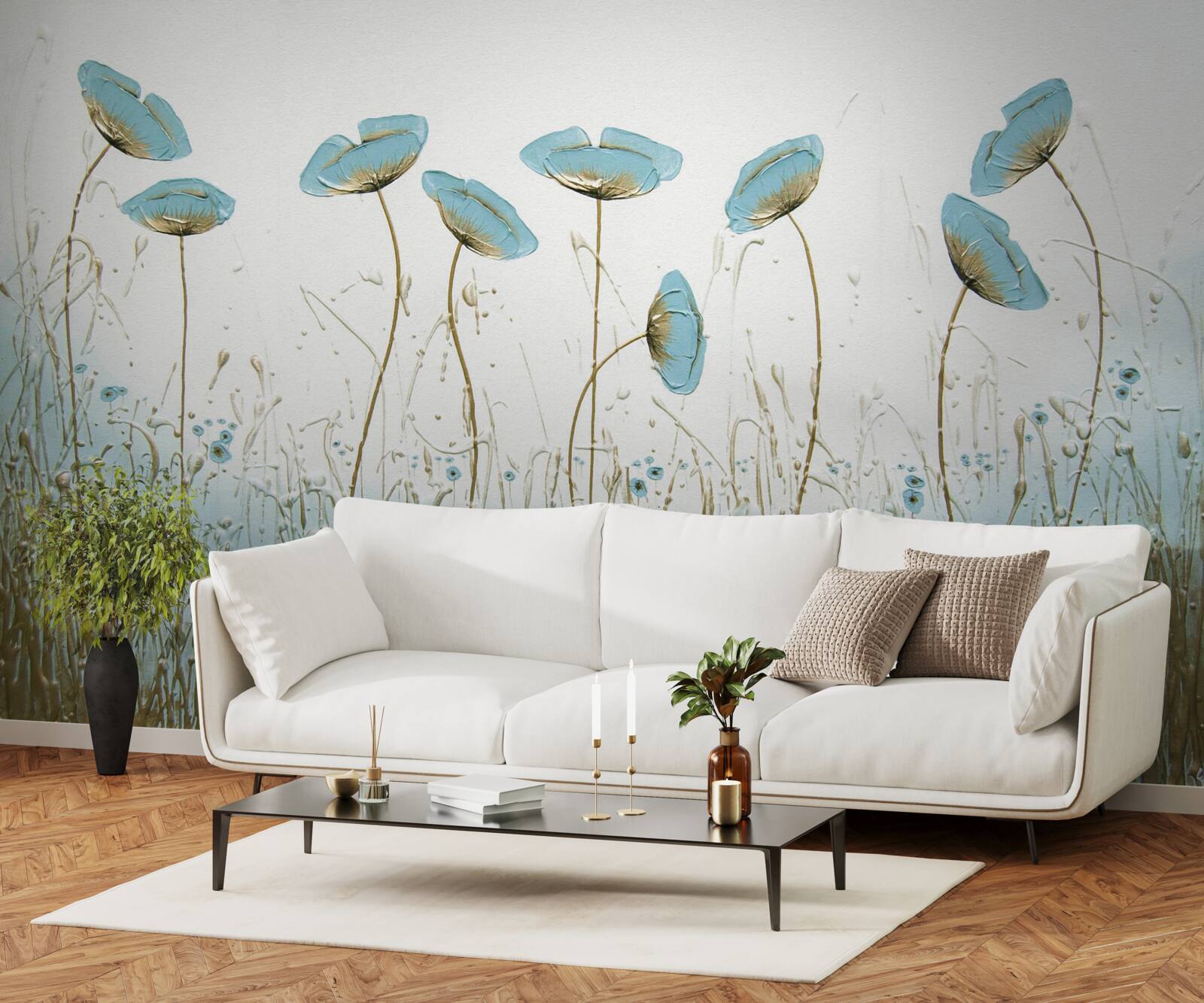 Fototapeta niebieskie kwiaty na wdzięcznych łodygach