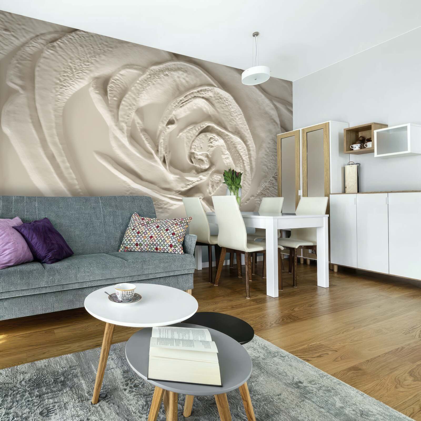 Fototapeta płaskorzeźba gipsowa z wizerunkiem róży