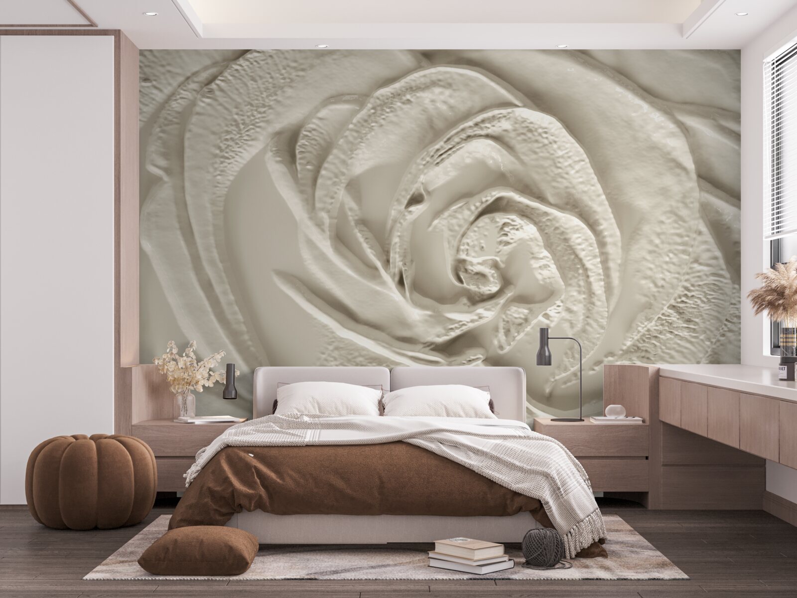 Fototapeta płaskorzeźba gipsowa z wizerunkiem róży