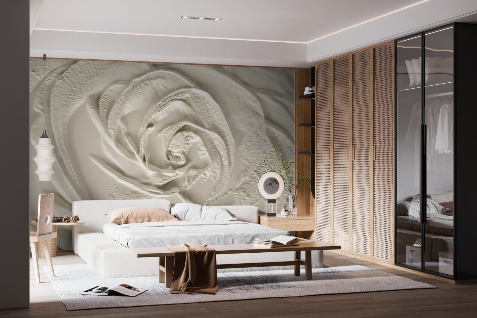 Fototapeta płaskorzeźba gipsowa z wizerunkiem róży