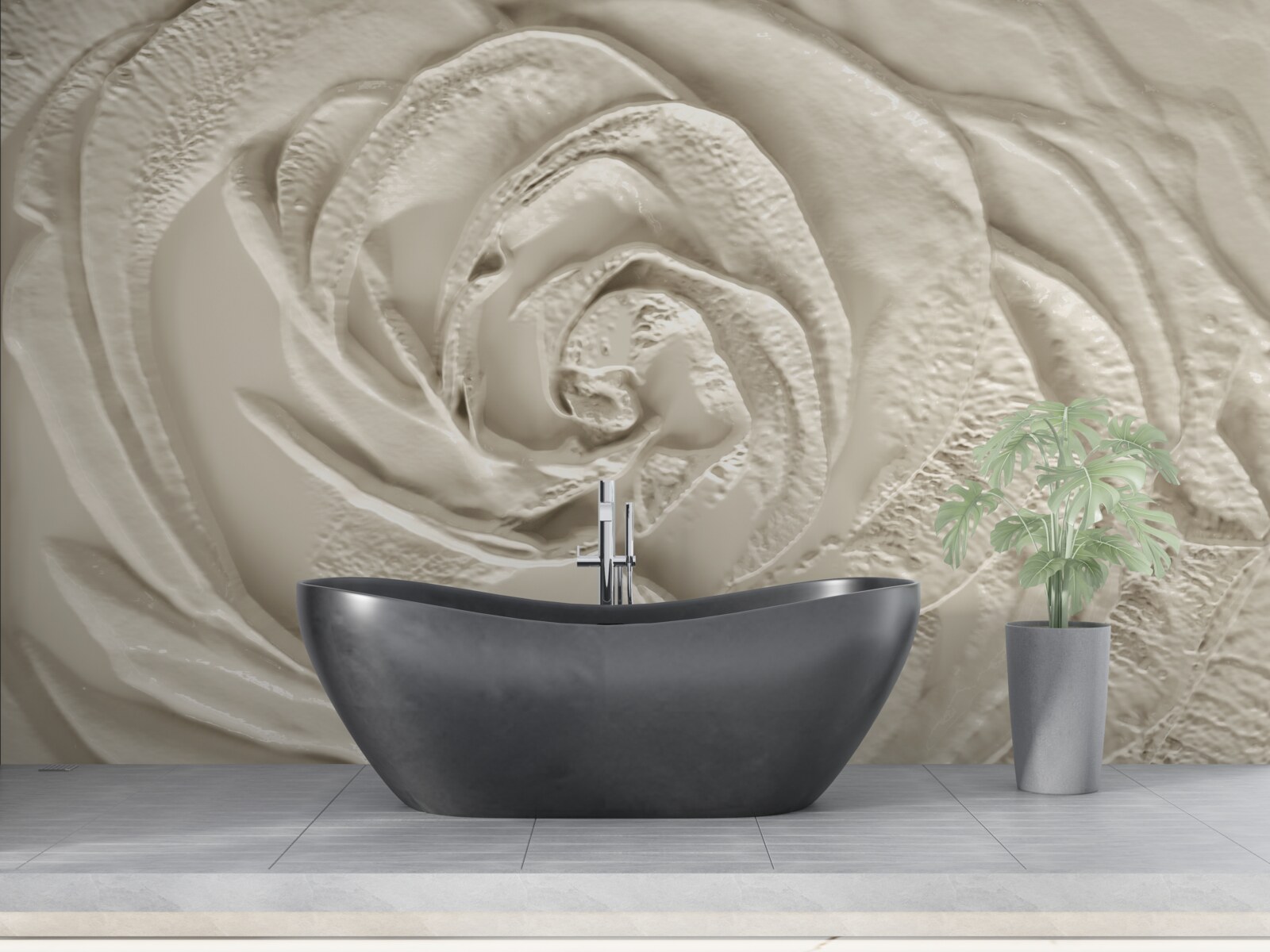 Fototapeta płaskorzeźba gipsowa z wizerunkiem róży