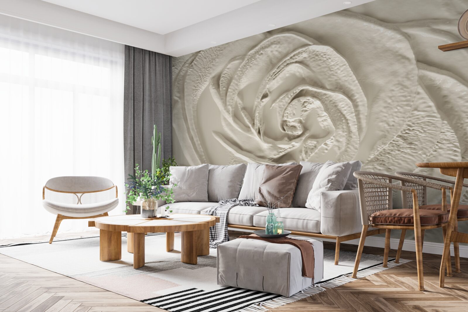 Fototapeta płaskorzeźba gipsowa z wizerunkiem róży