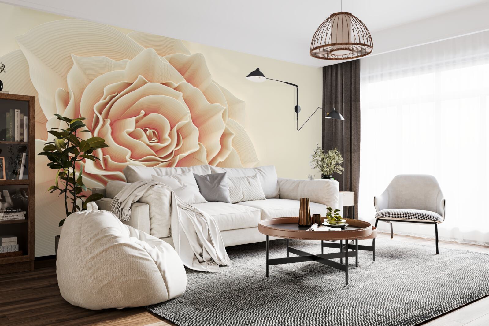 Fototapeta duża kremowa róża