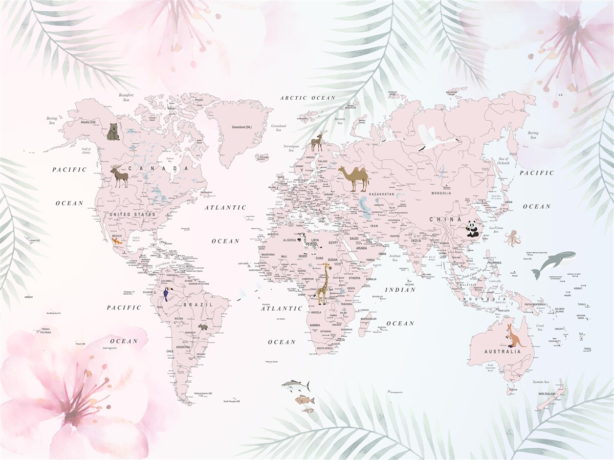 Fototapeta mapa świata na miękkim, jasnym tle