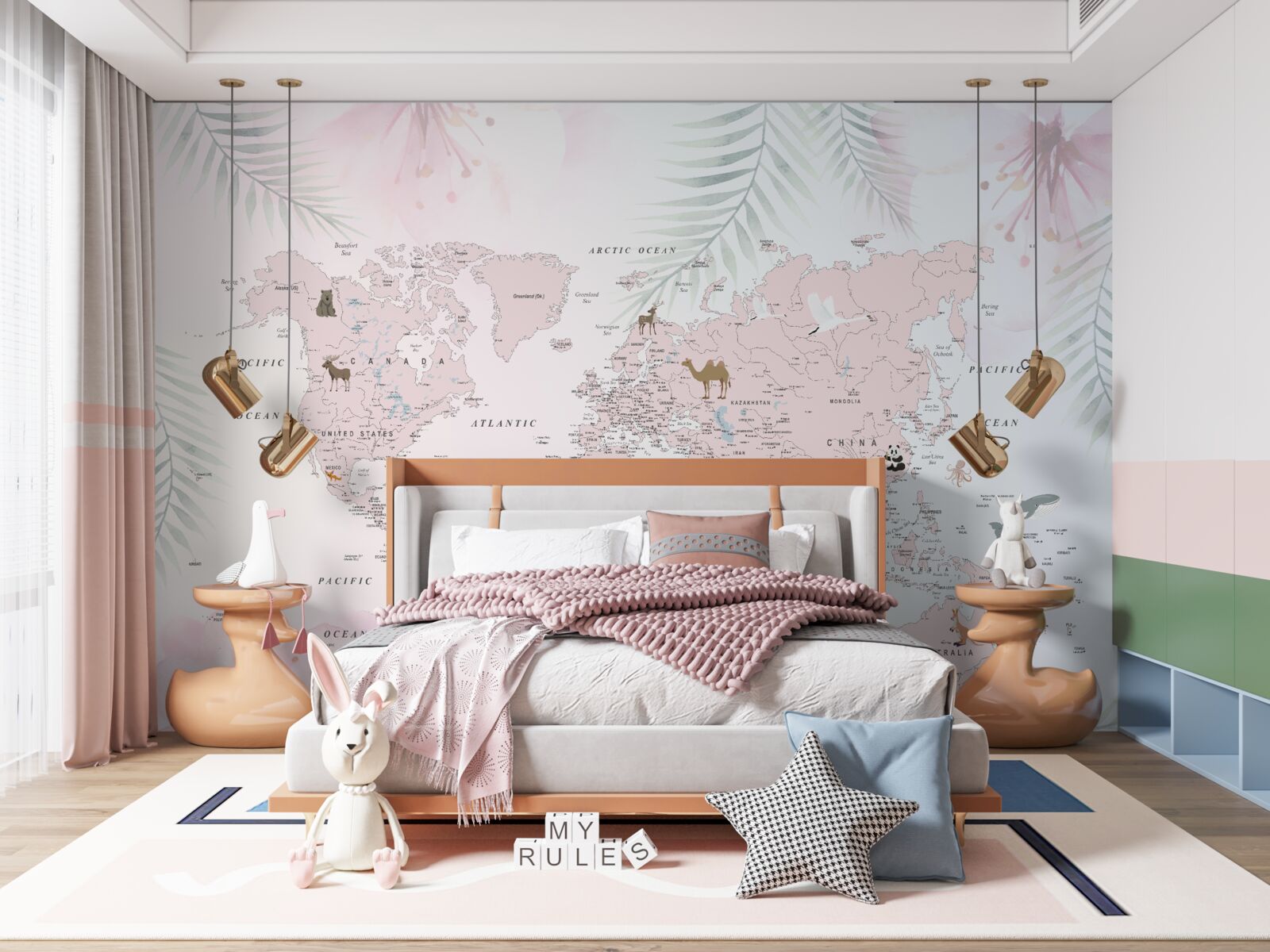 Fototapeta mapa świata na miękkim, jasnym tle