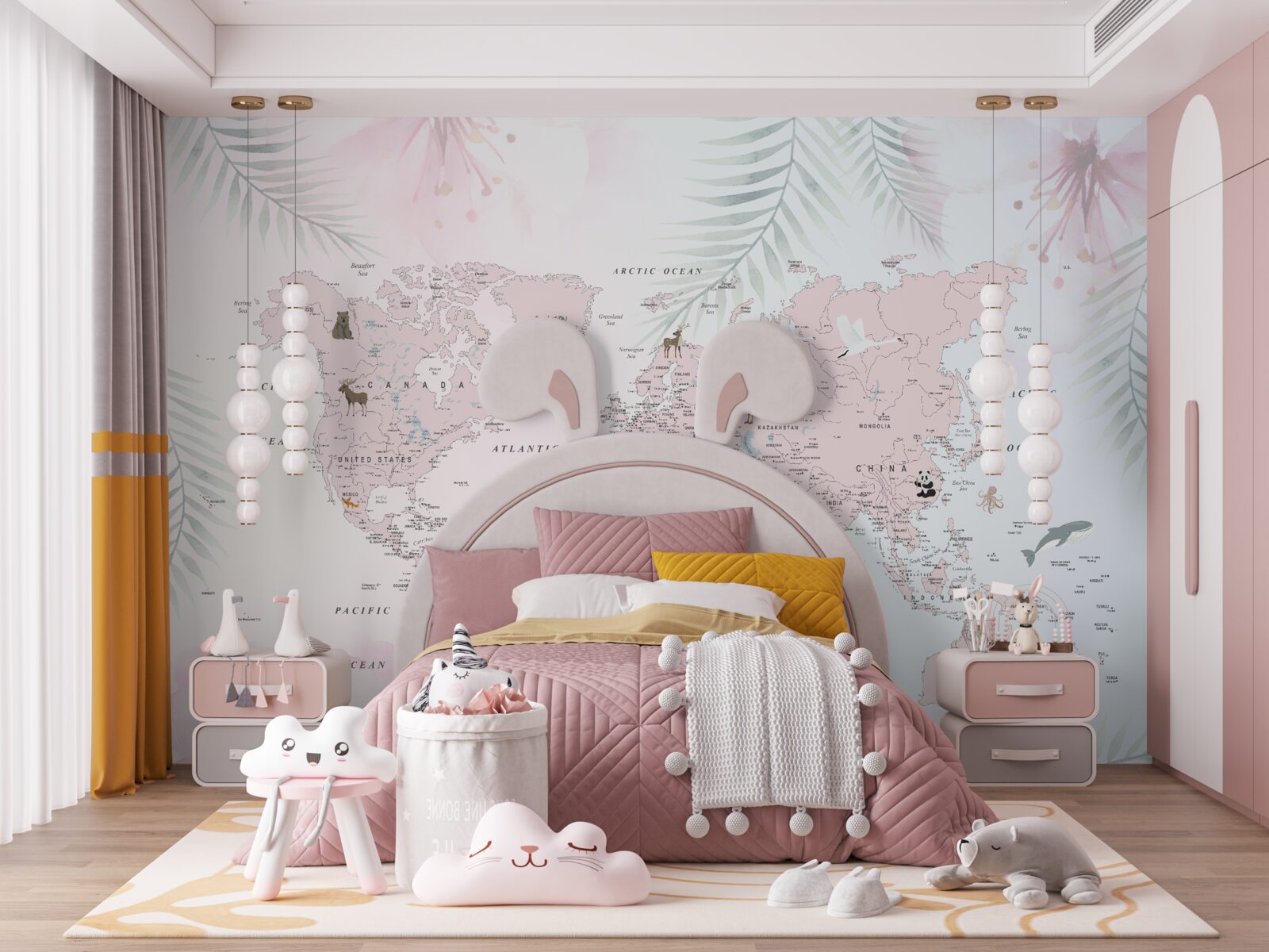 Fototapeta mapa świata na miękkim, jasnym tle