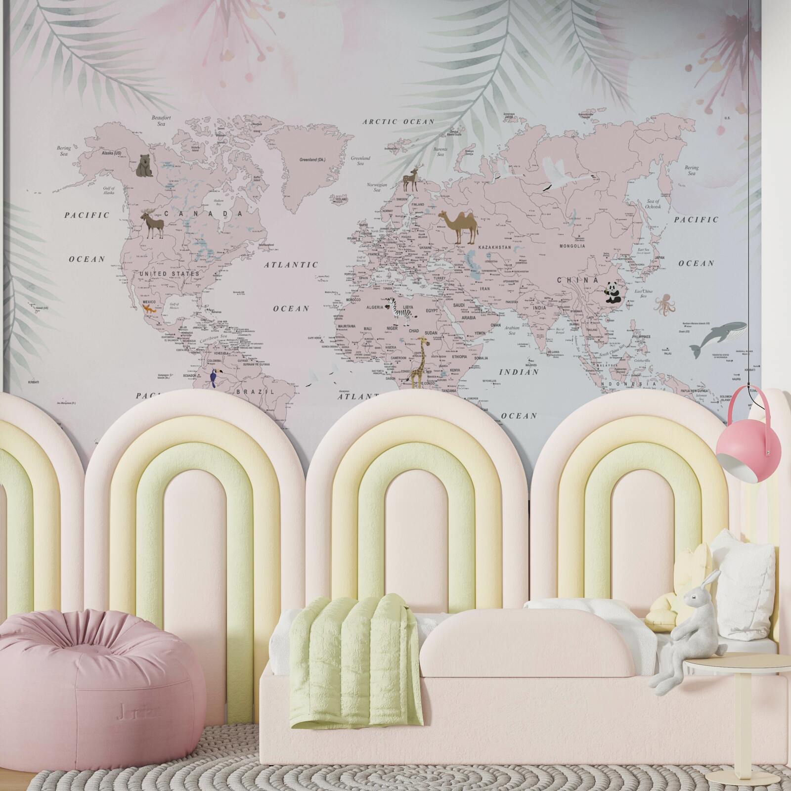 Fototapeta mapa świata na miękkim, jasnym tle