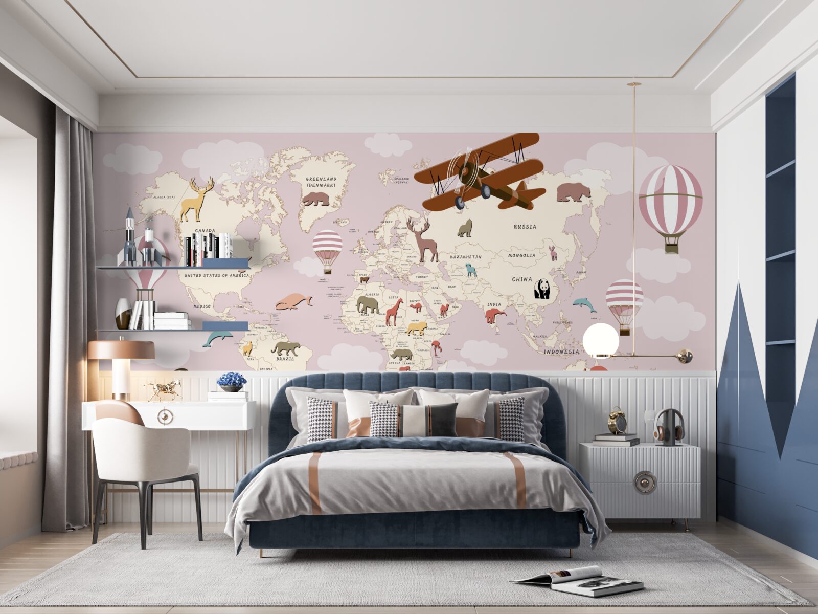 Fototapeta mapa świata z różnymi szczegółami