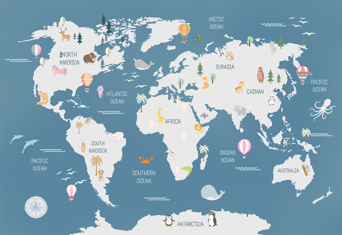 Fototapeta mapa świata w minimalistycznym stylu
