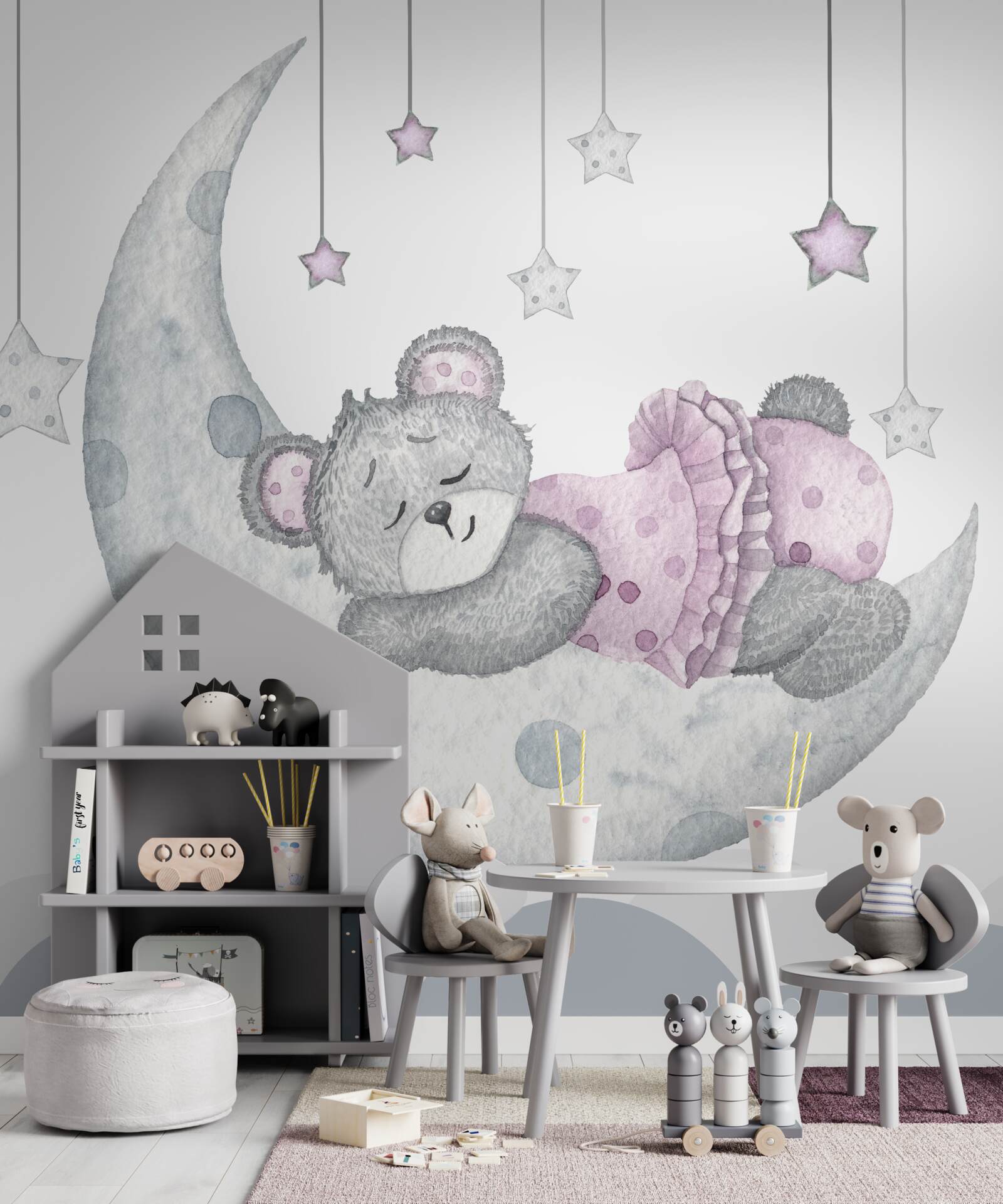 Fototapeta niedźwiedź drzemie na księżycu