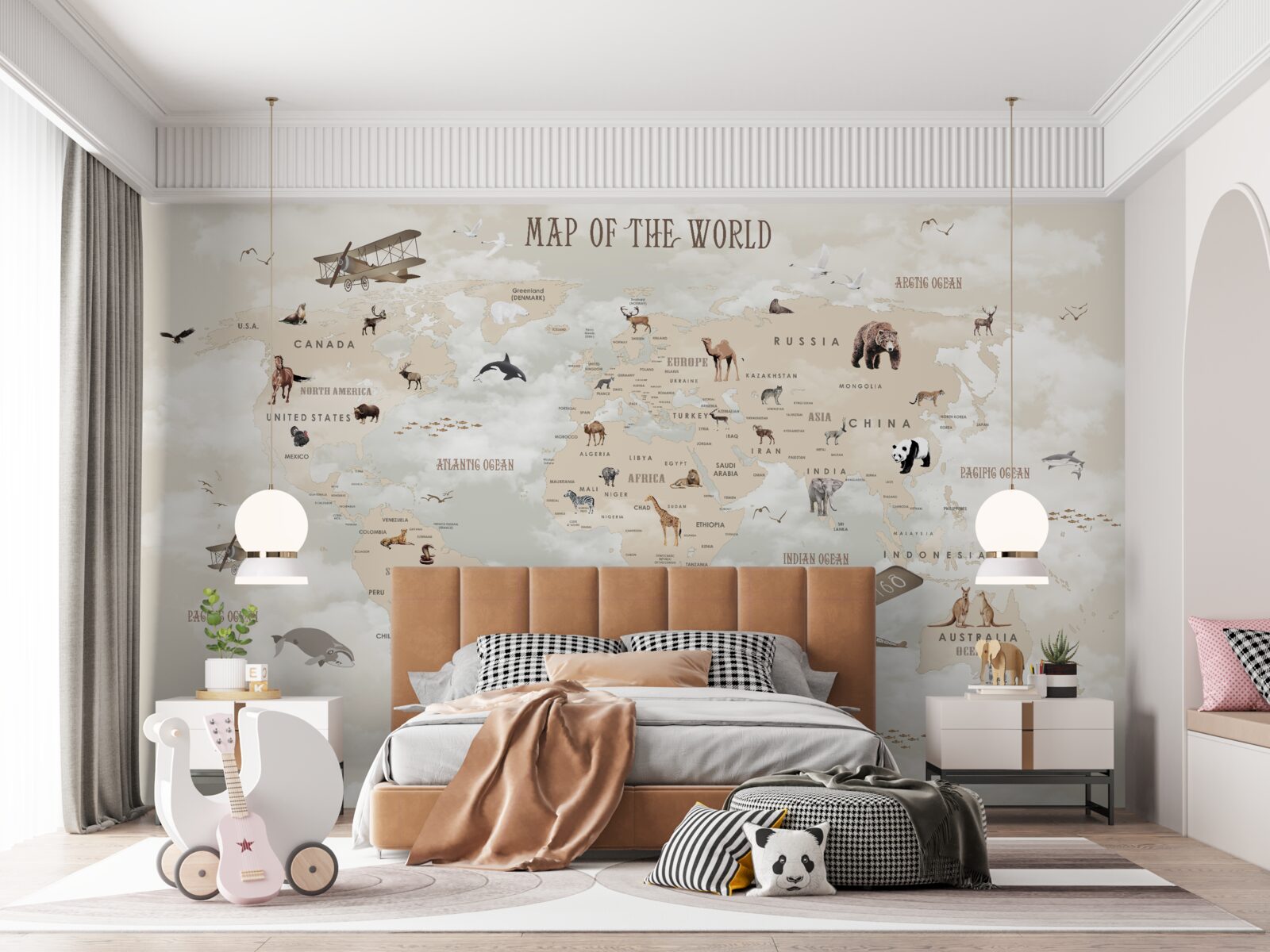 Fototapeta mapa świata w odcieniach brązu