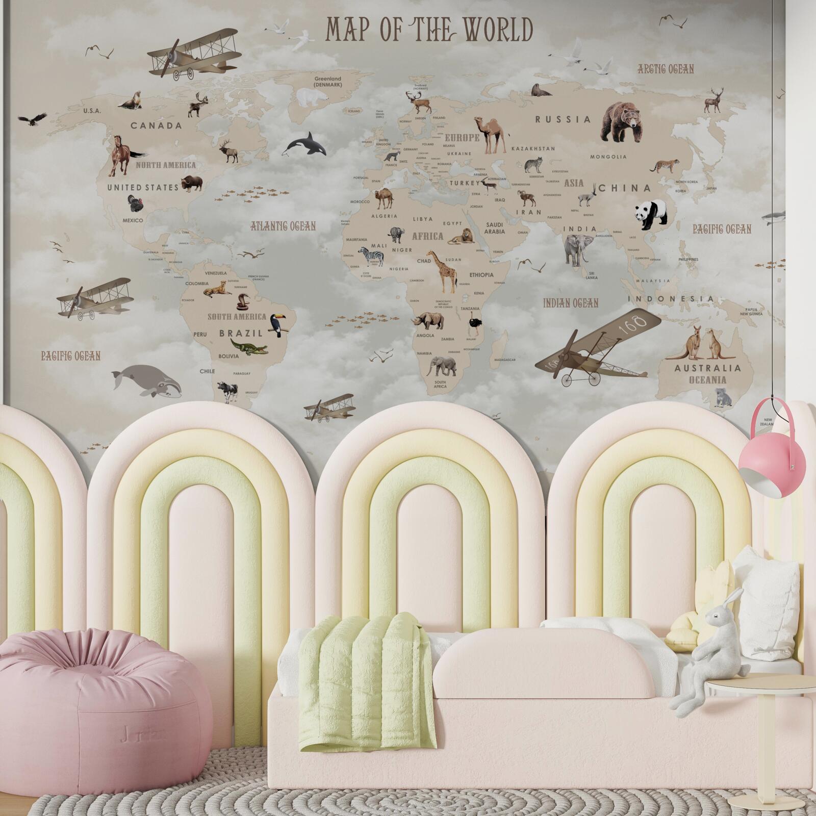 Fototapeta mapa świata w odcieniach brązu