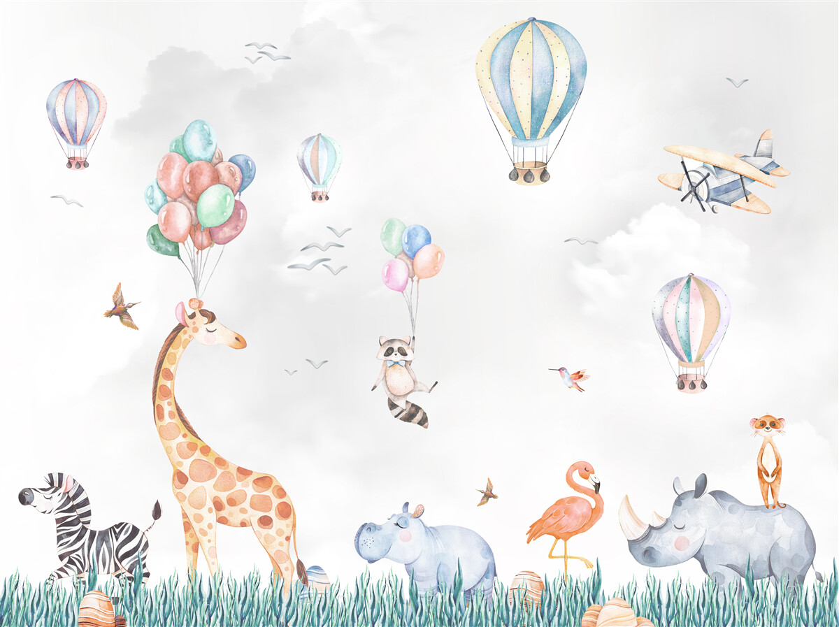 Fototapeta balony i balony latają wyżej niż zwierzęta