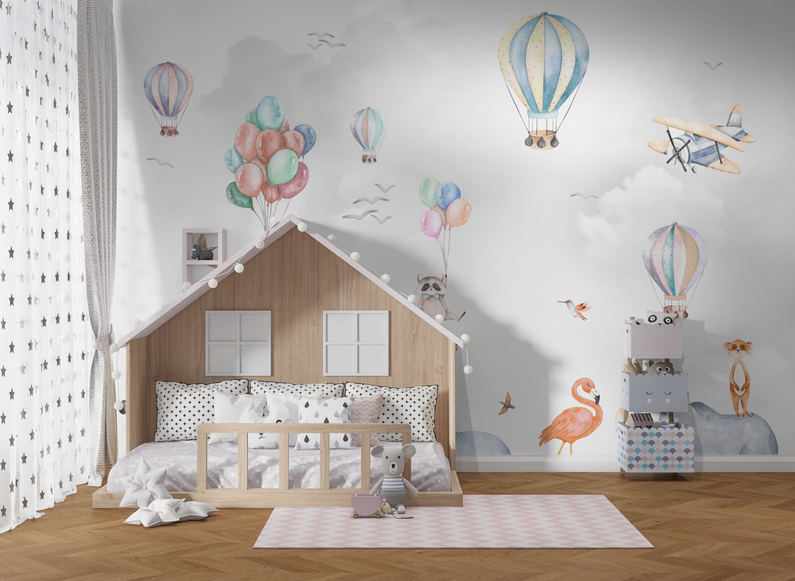 Fototapeta balony i balony latają wyżej niż zwierzęta