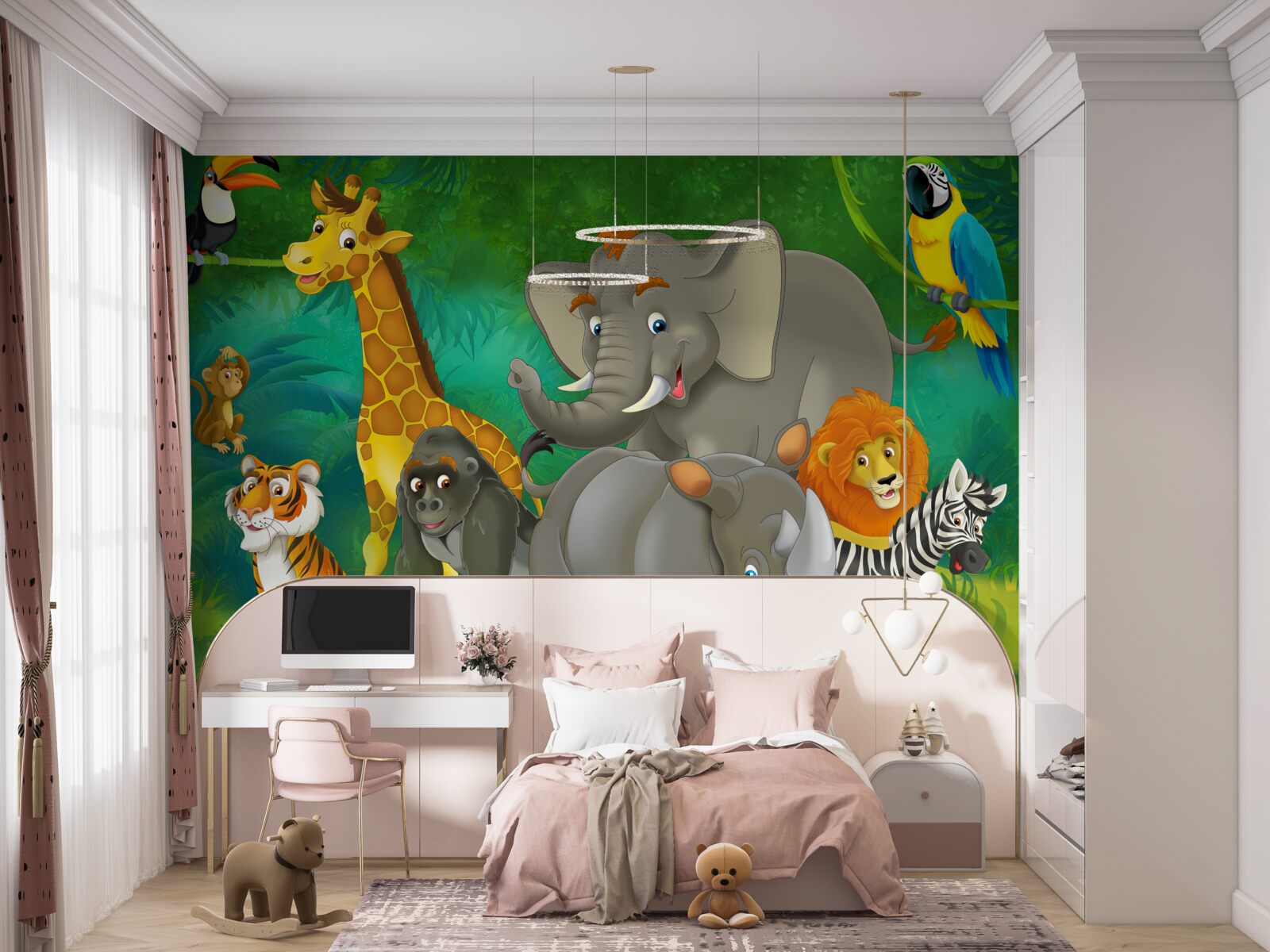 Fototapeta w lesie zwierzęta wyrażają radość