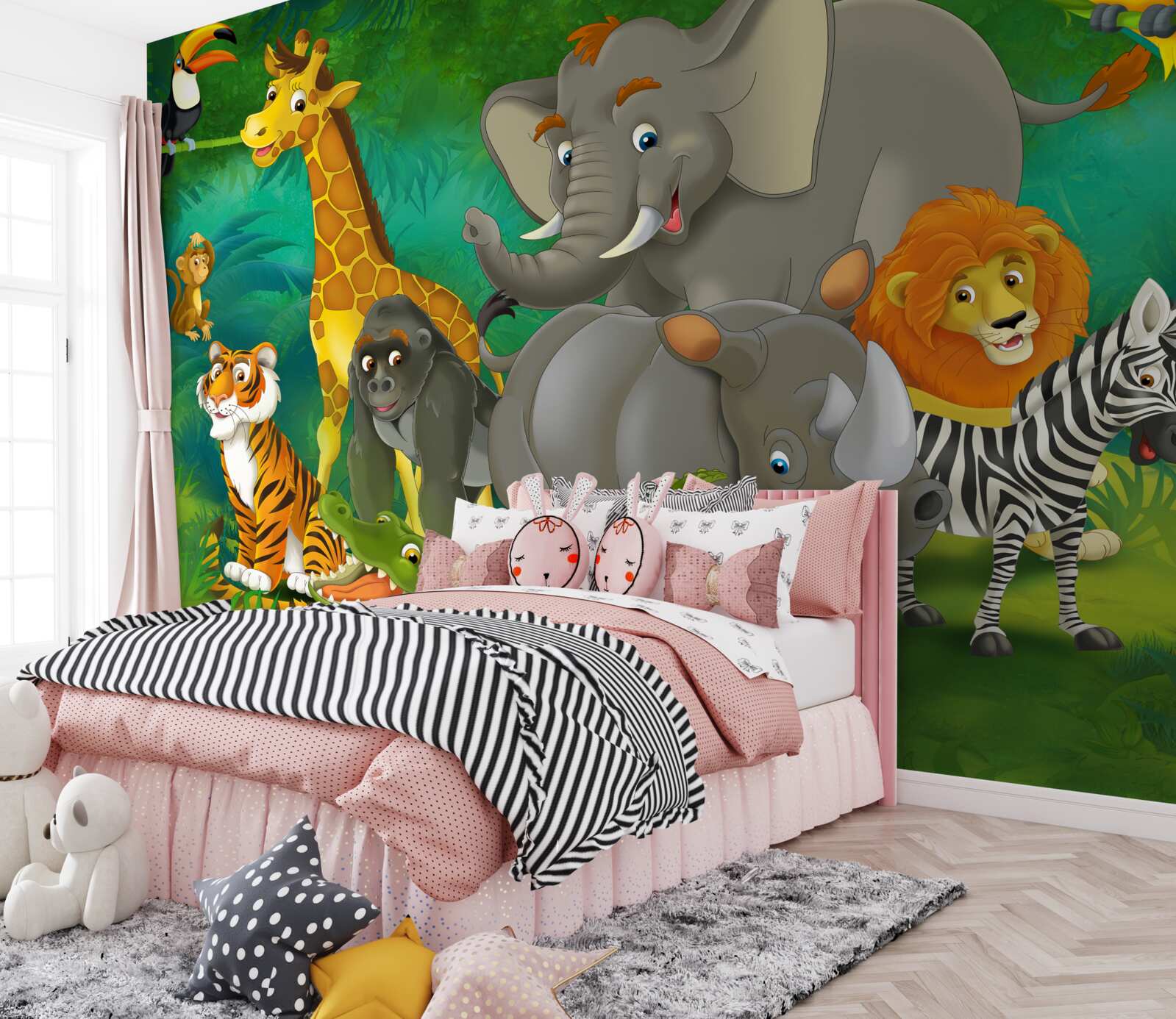 Fototapeta w lesie zwierzęta wyrażają radość