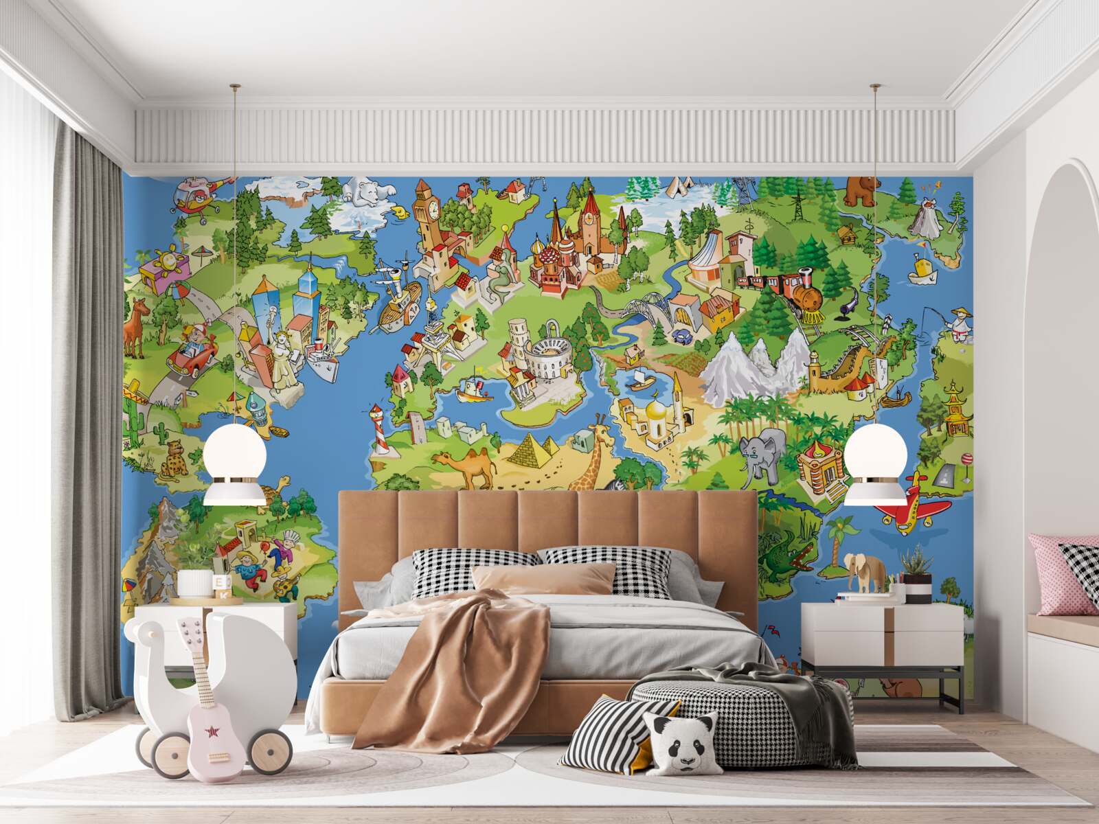 Fototapeta szczegółowa mapa świata dla dzieci