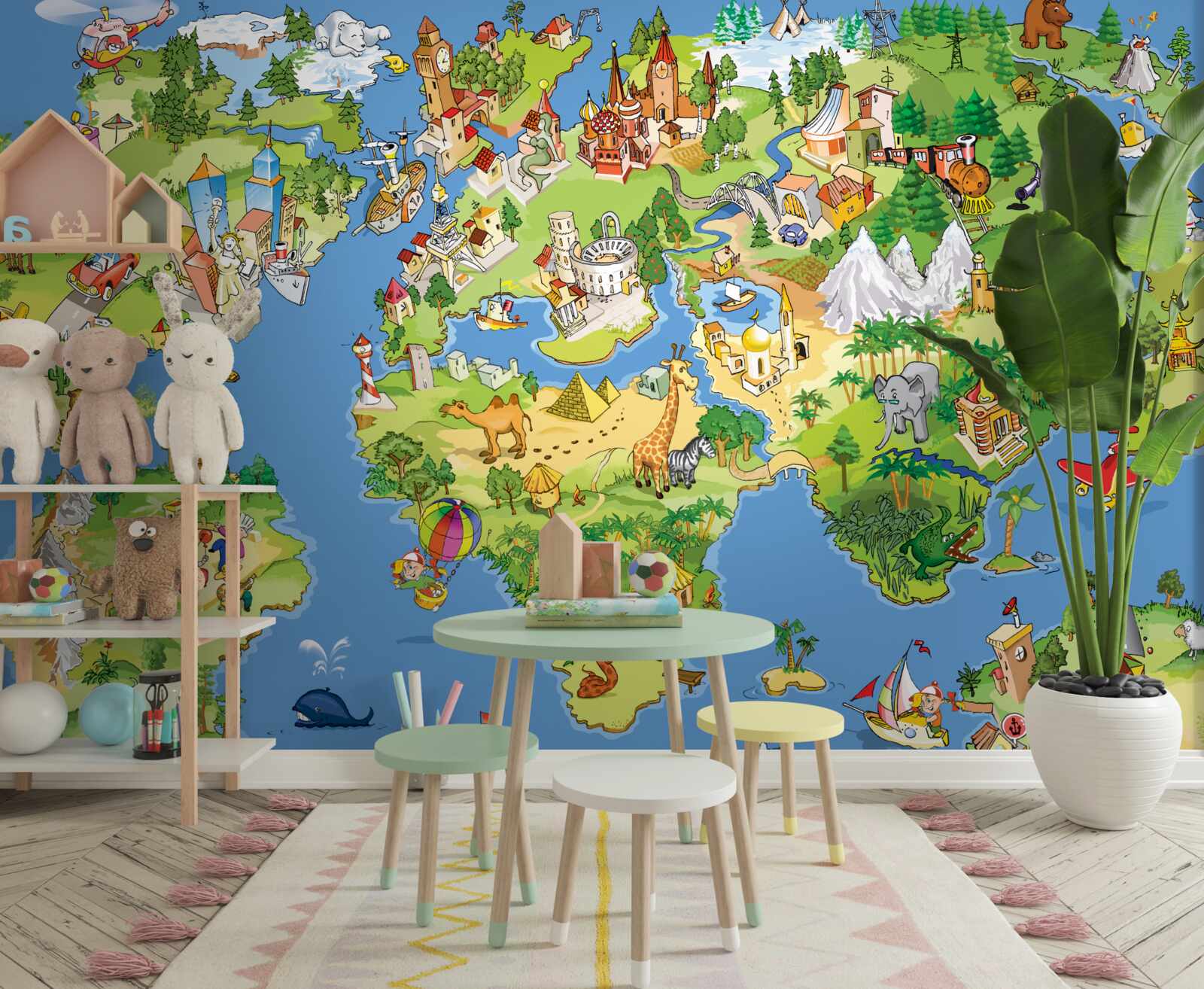 Fototapeta szczegółowa mapa świata dla dzieci